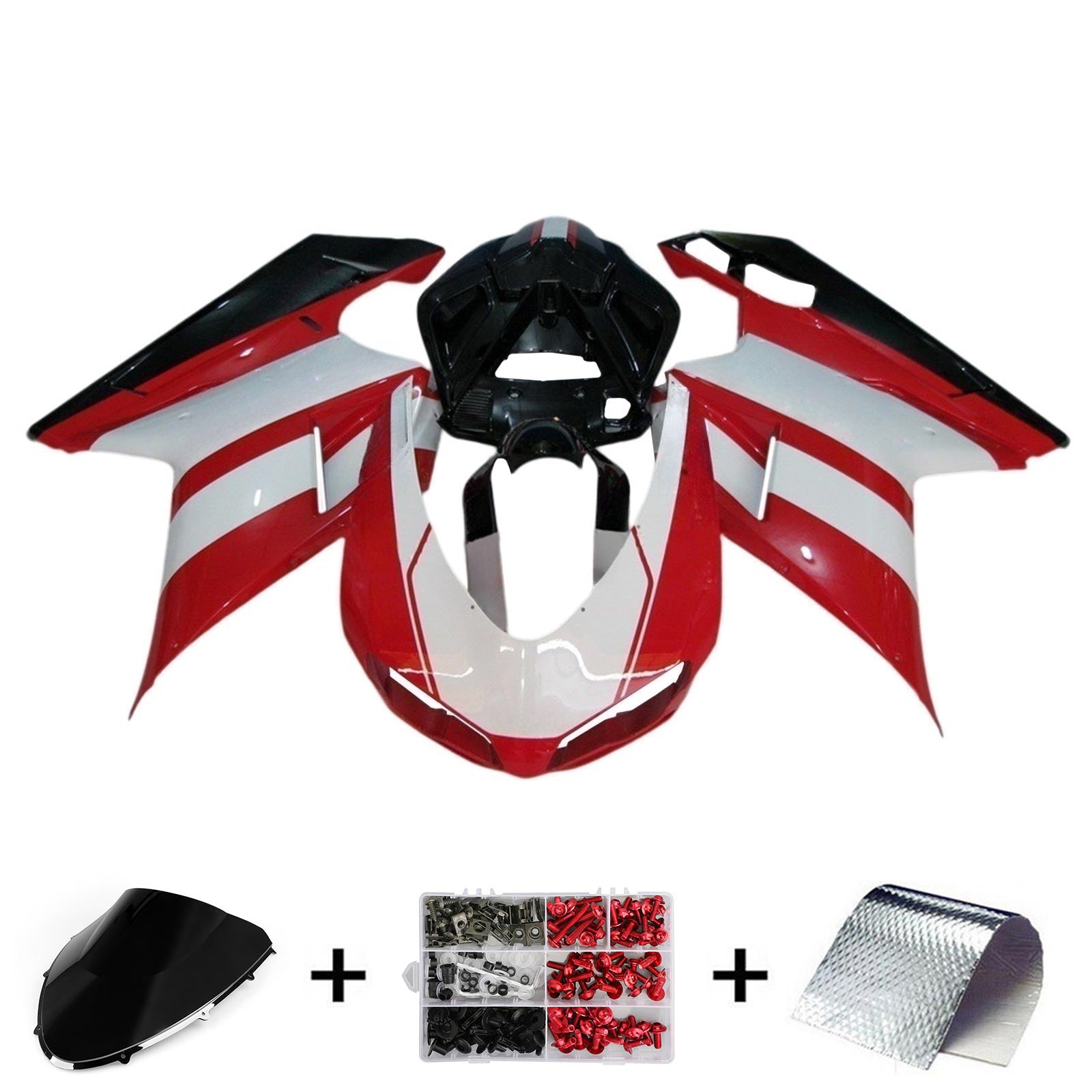 Amotopart All Years Ducati 1098 1198 848 Red&White Style1 Fairing Kit