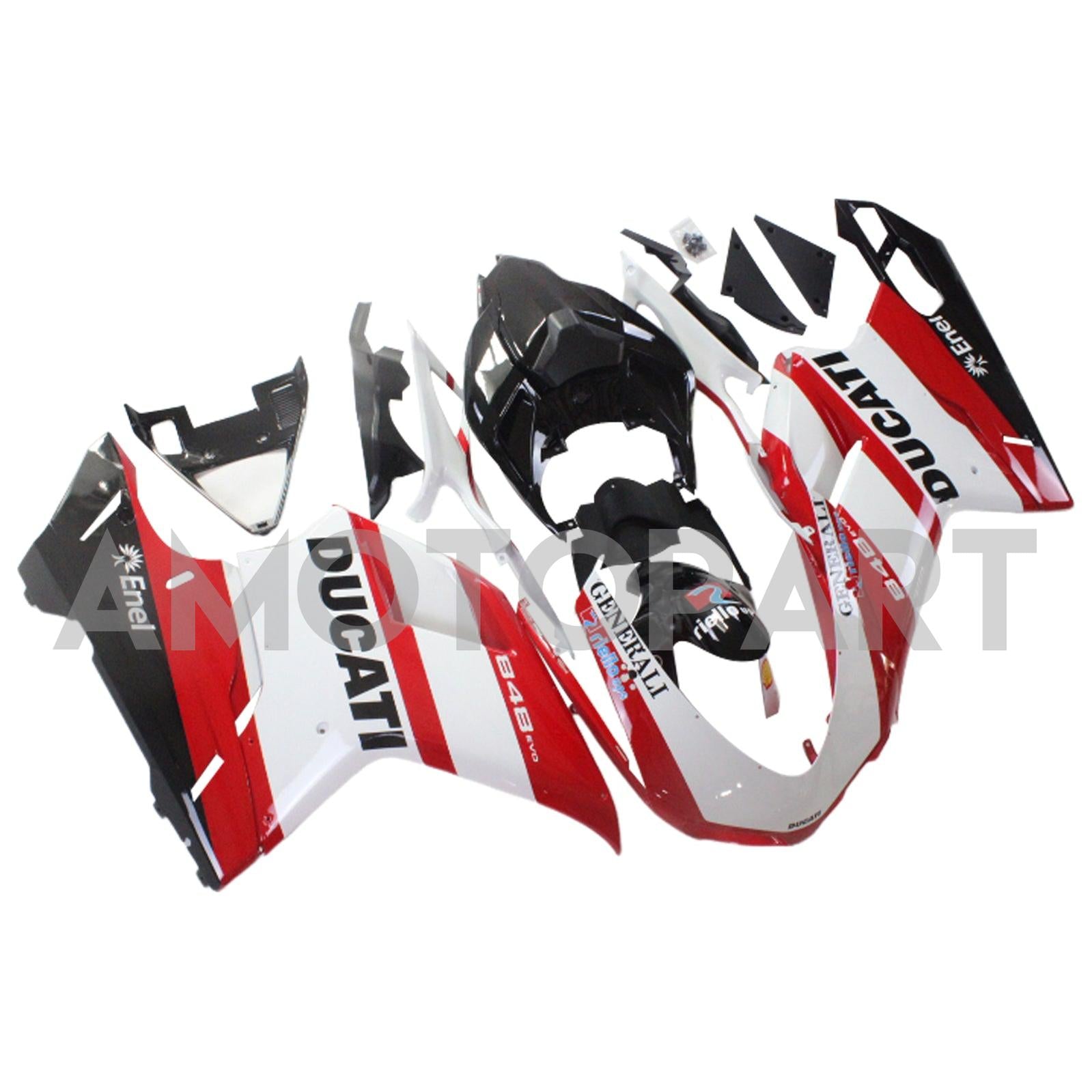 Amotopart Kit carena Ducati 1098 1198 848 Style 5 rosso e bianco per tutti gli anni
