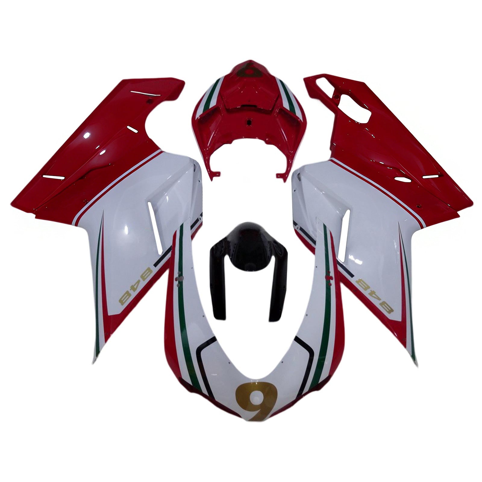 Amotopart für alle Ducati-Baujahre 1098, 1198, 848, Rot&White Style2 Verkleidungssatz