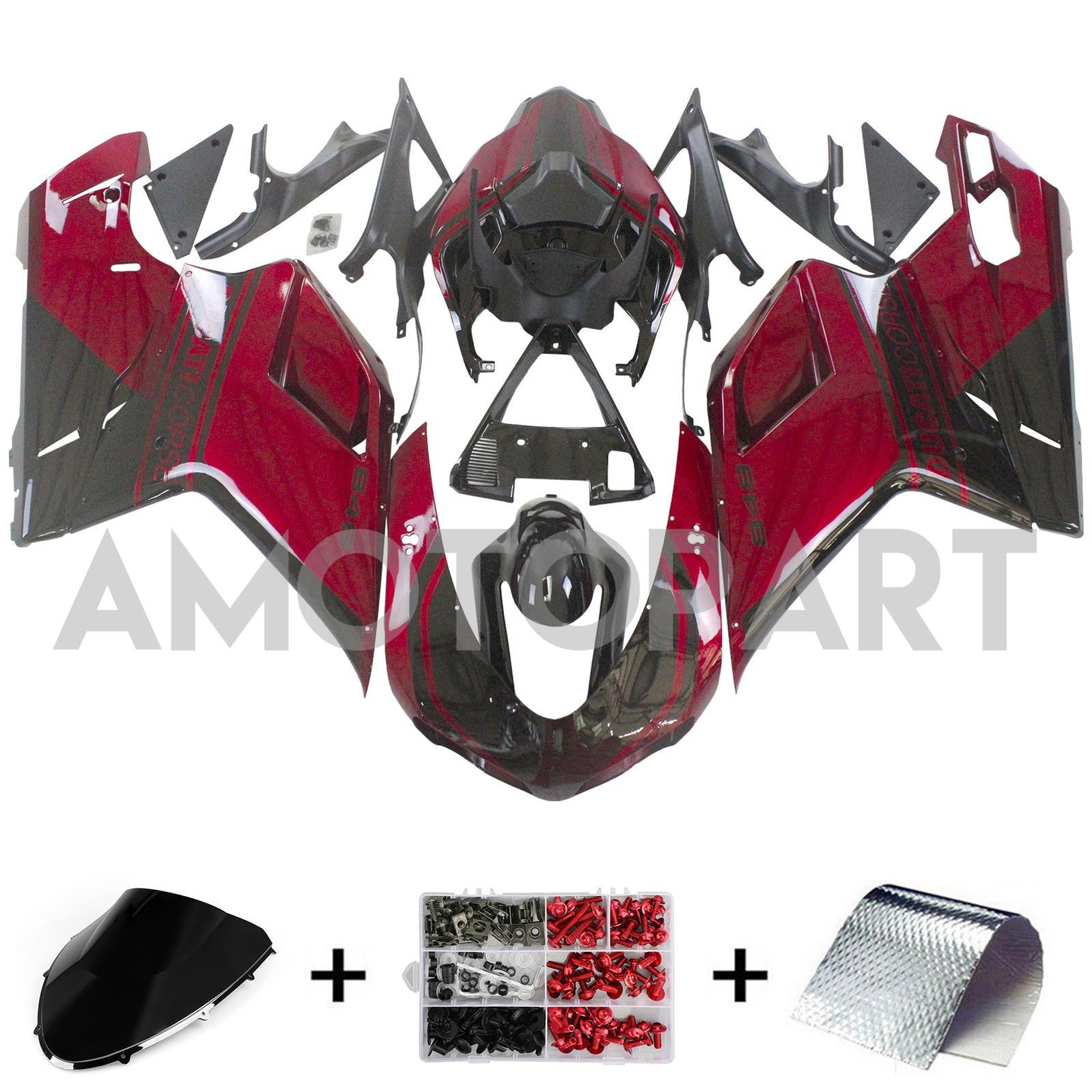 Amotopart All Years Ducati 1098 1198 848 Dark Red Fairing Kit