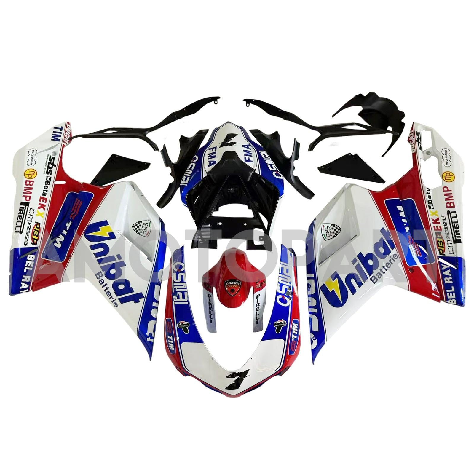 Amotopart alle jaren Ducati 1098 1198 848 Red & Blue Style2 Fairing Kit