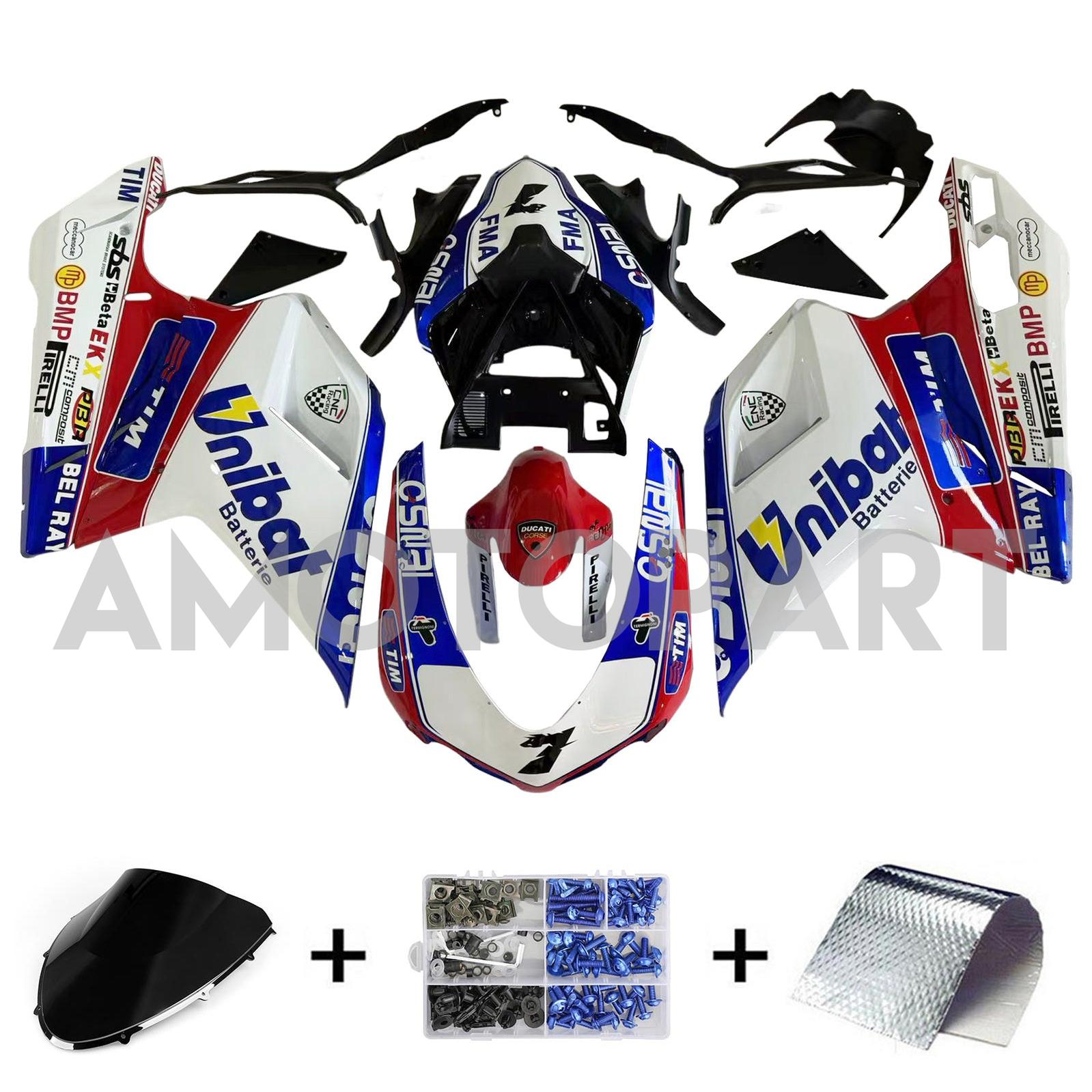 Amotopart alle jaren Ducati 1098 1198 848 Red & Blue Style2 Fairing Kit