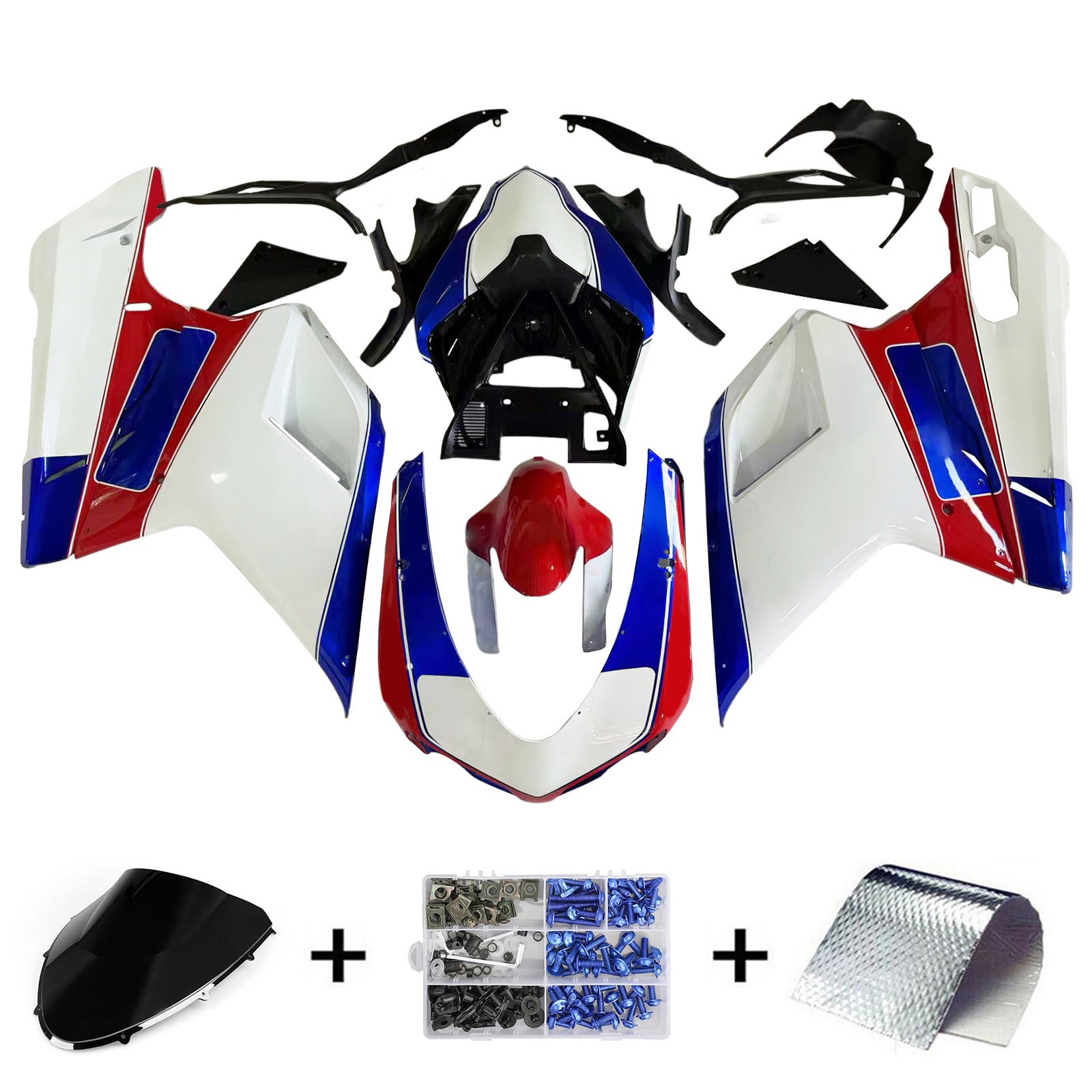 Amotopart All Years Ducati 1098 1198 848 Red&Blue Style2 Fairing Kit