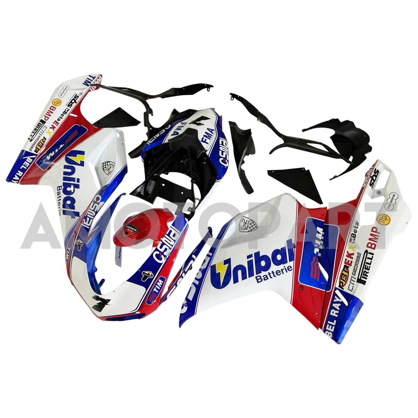 Amotopart alle jaren Ducati 1098 1198 848 Red & Blue Style2 Fairing Kit