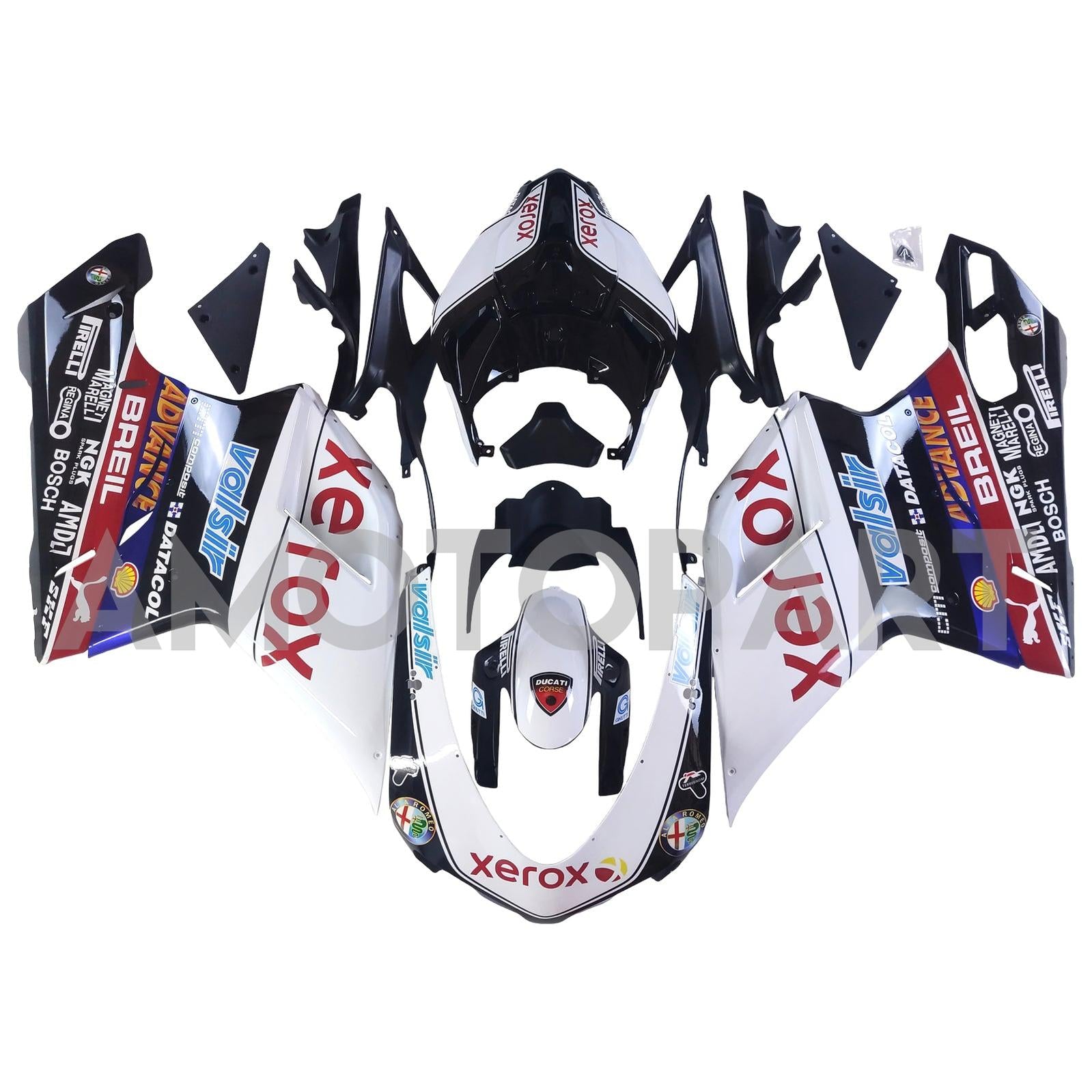 Amotopart varje år Ducati 1098 1198 848 Black & White Style3 Fairing Kit