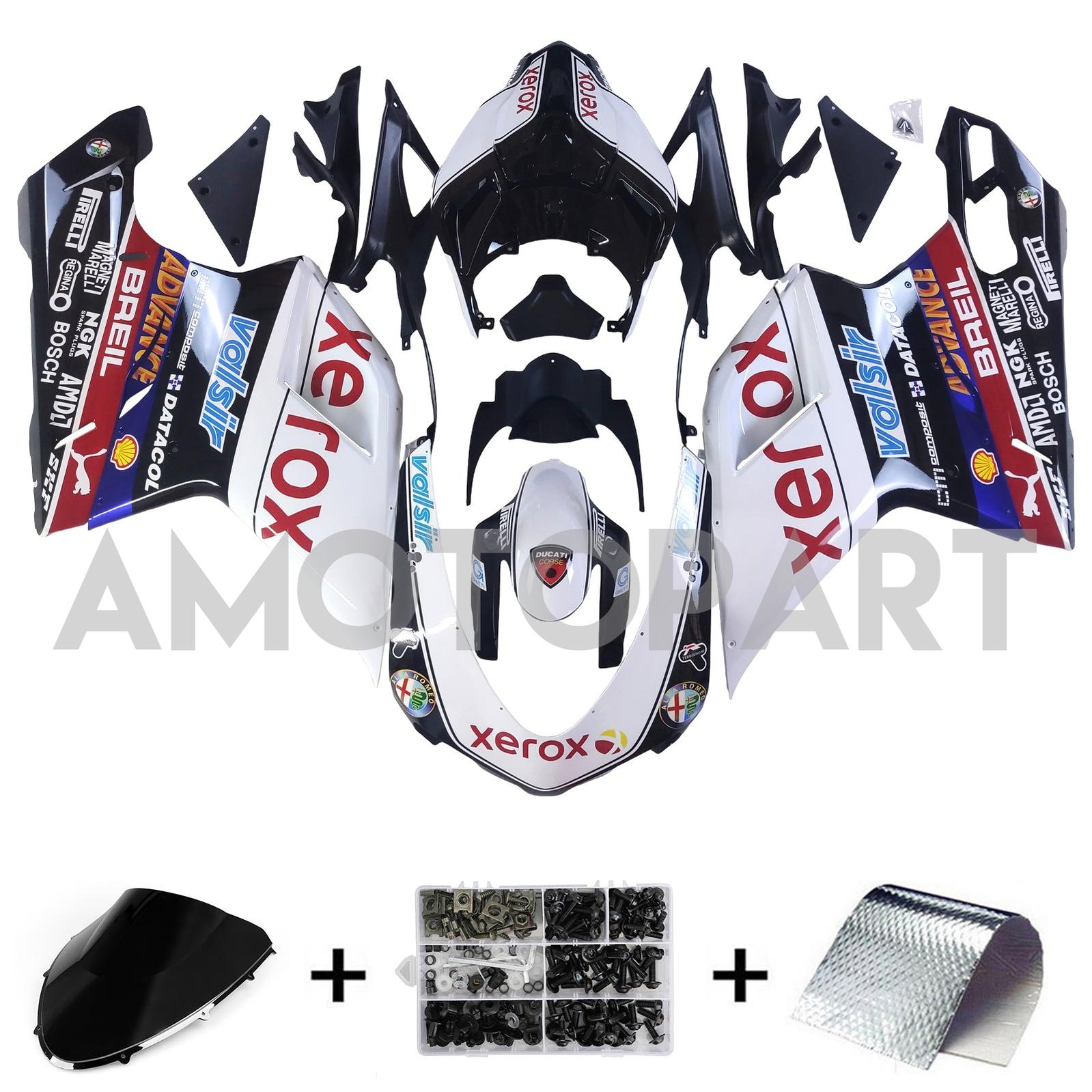 Amotopart All Years Ducati 1098 1198 848 Black&White Style3 Fairing Kit