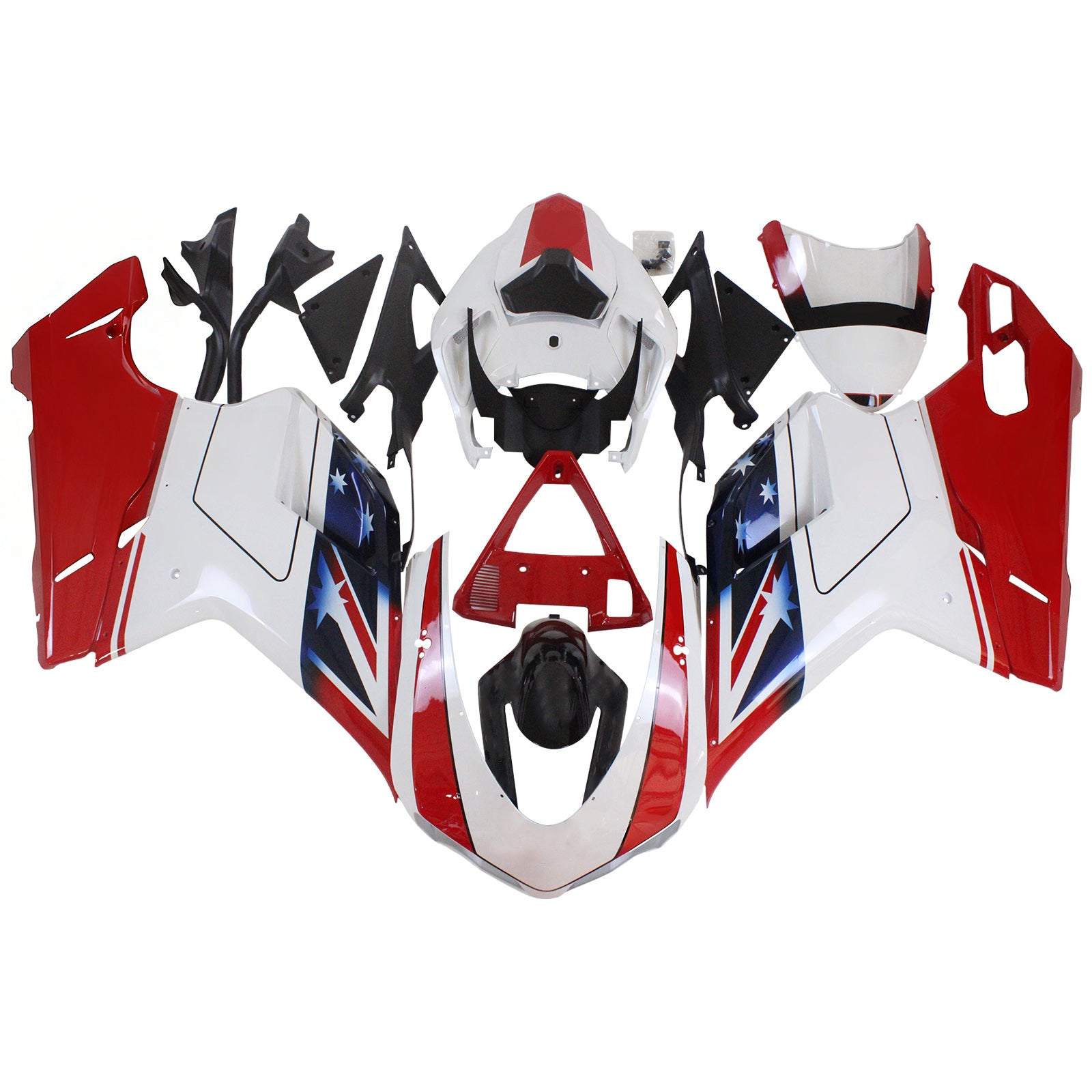 Amotopart All Years Ducati 1098 1198 848 Red&White Style7 Fairing Kit