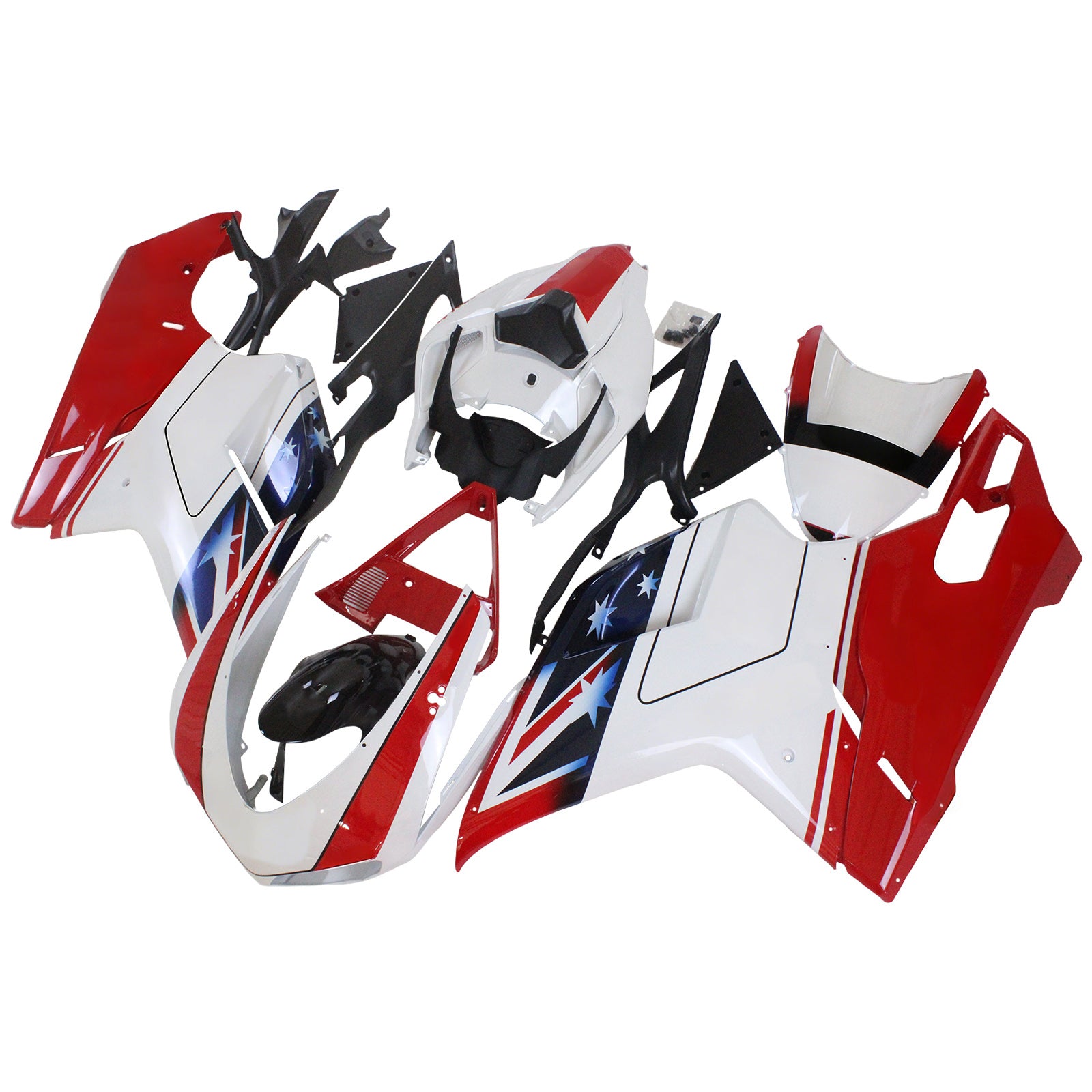 Amotopart All Years Ducati 1098 1198 848 Red&White Style7 Fairing Kit