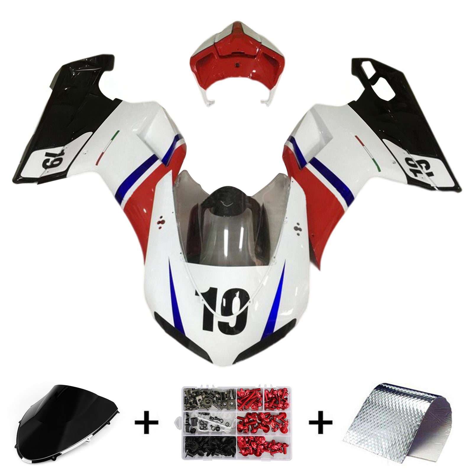 Amotopart All Years Ducati 1098 1198 848 Red&White Style9 Fairing Kit