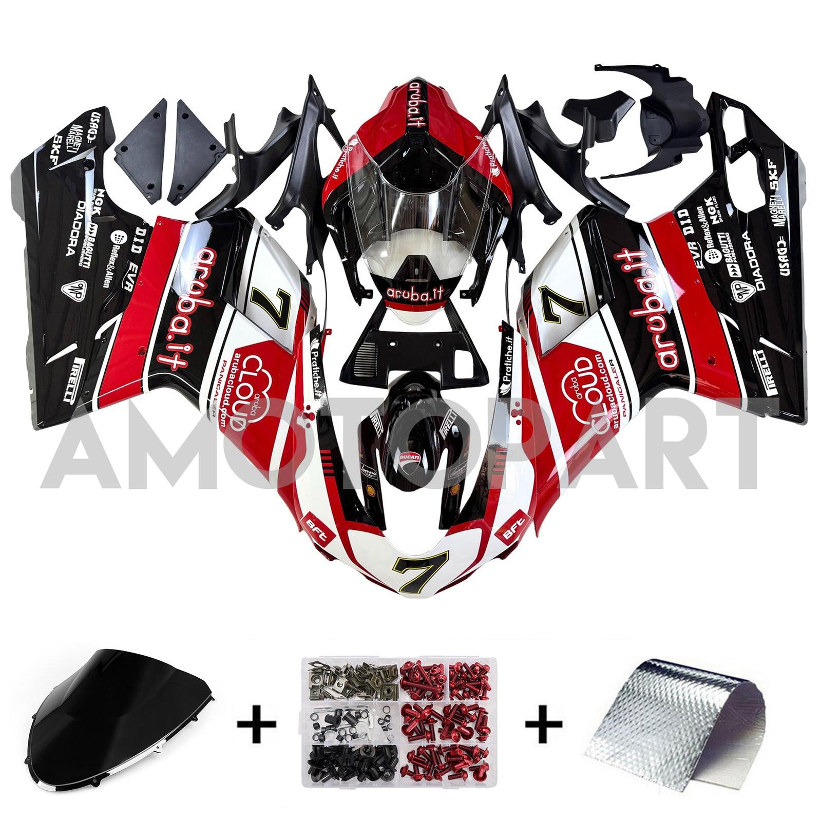Amotopart All Years Ducati 1098 1198 848 Black White Red Fairing Kit