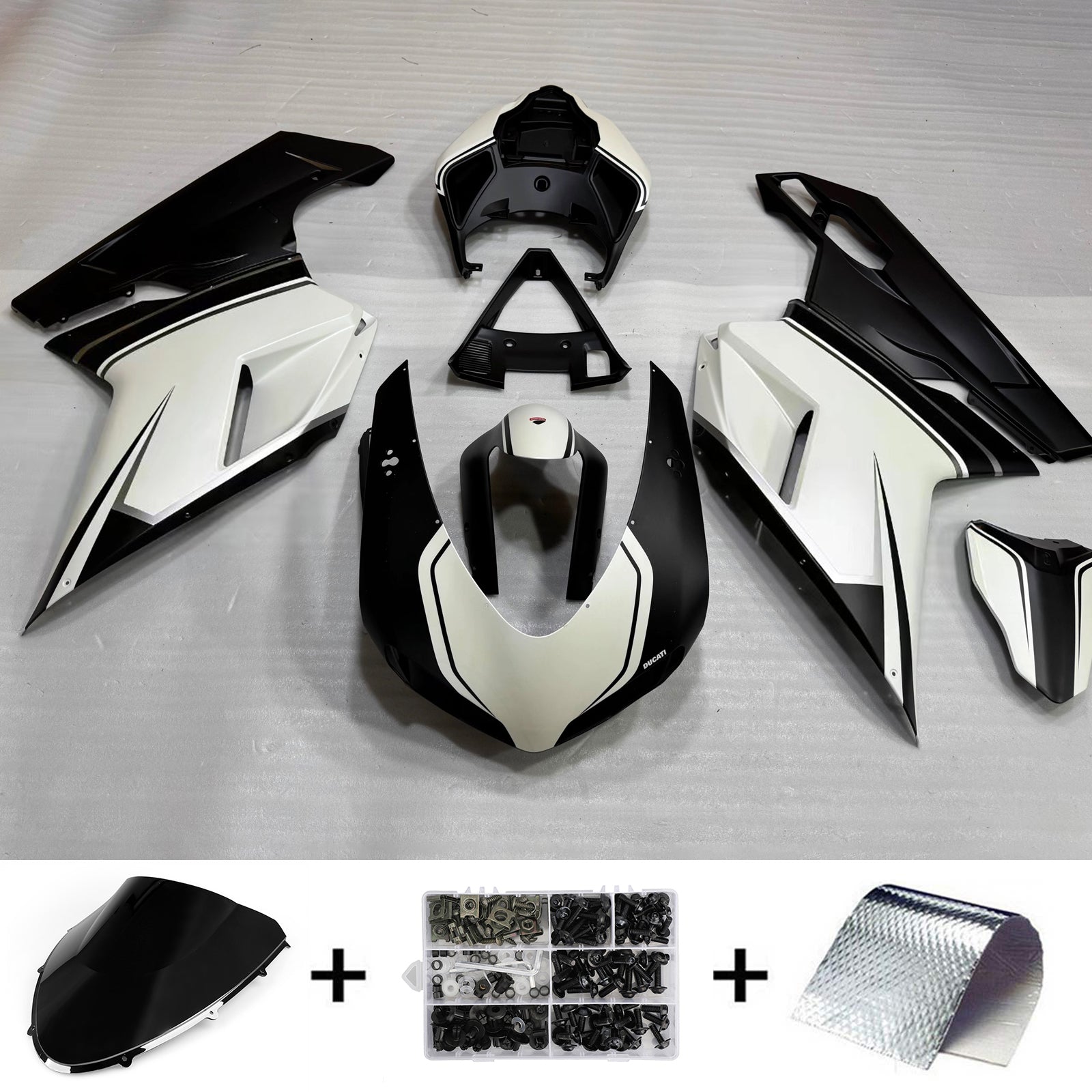 Amotopart All Years Ducati 1098/1198/848 Black White Fairing Kit