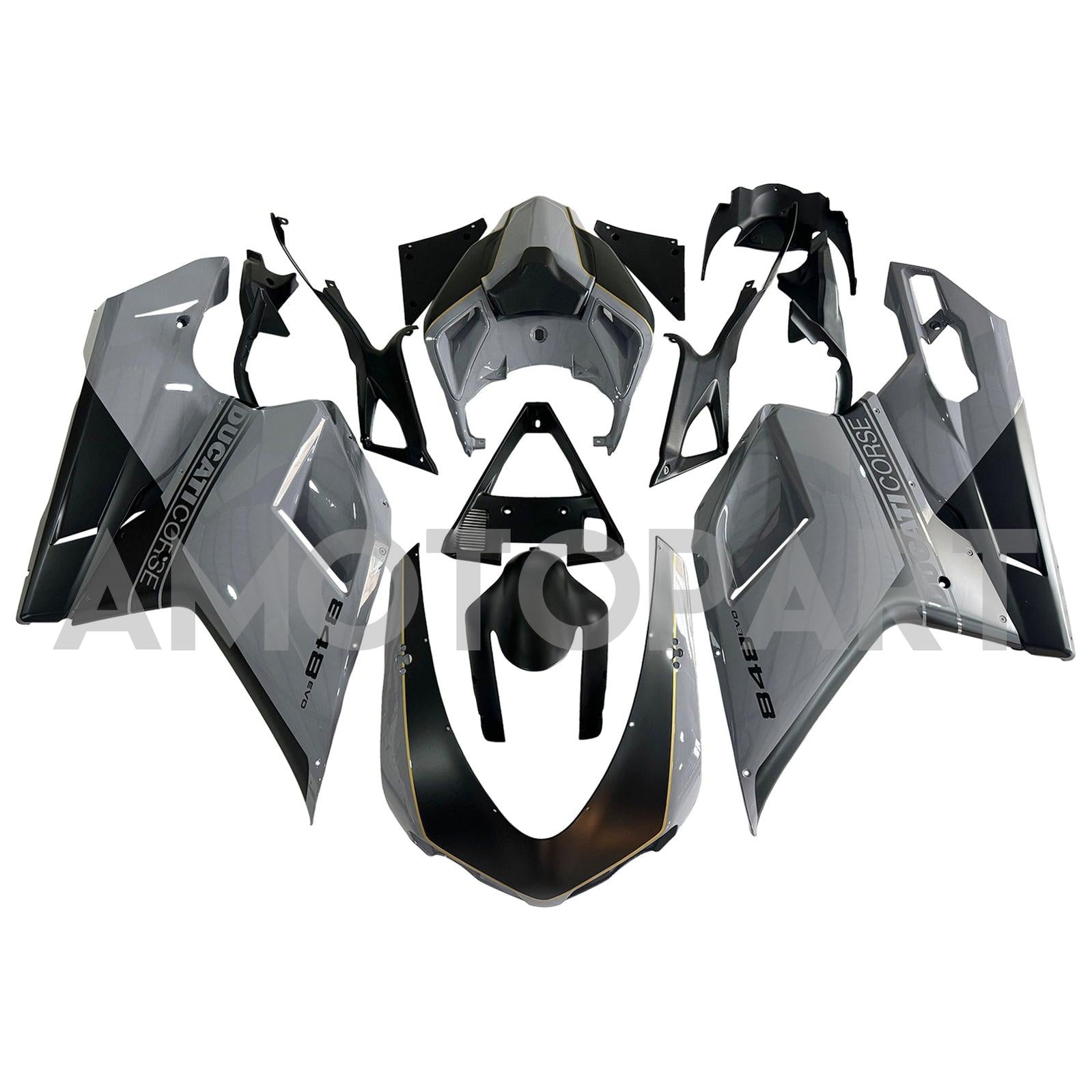Amotopart 2007-2011 Ducati 1098/1198/848 Glans Gray Black Fairing Kit