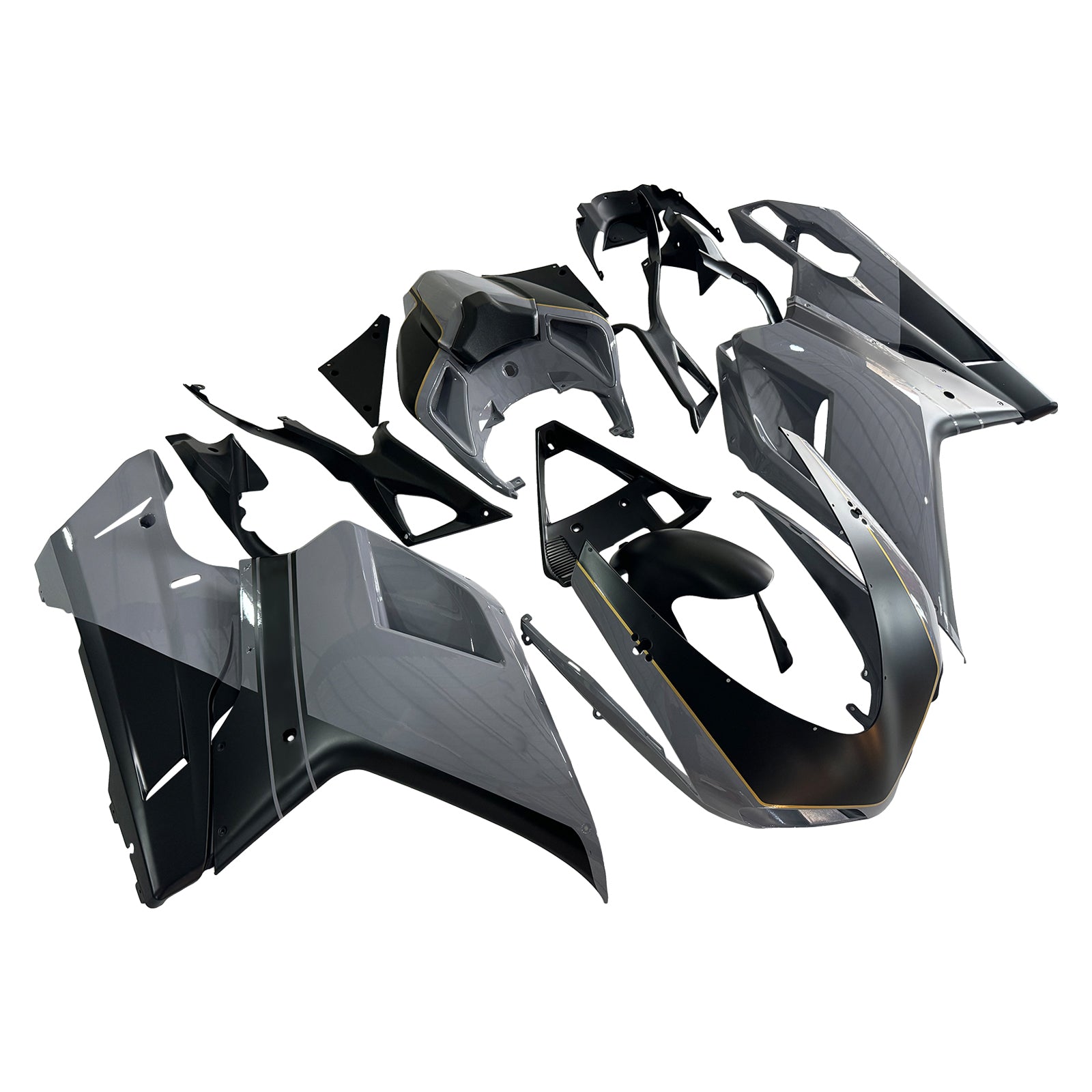Amotopart All Years Ducati 1098/1198/848 Glossy Gray Black Fairing Kit
