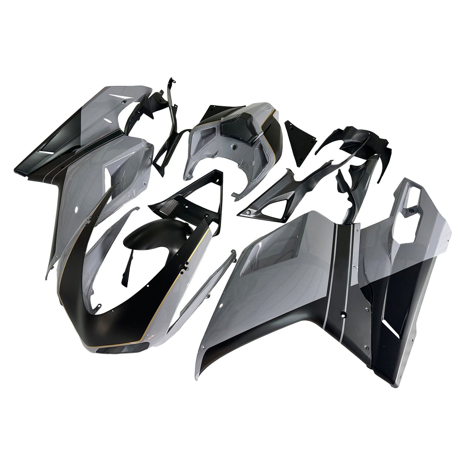 Amotopart All Years Ducati 1098/1198/848 Glossy Gray Black Fairing Kit