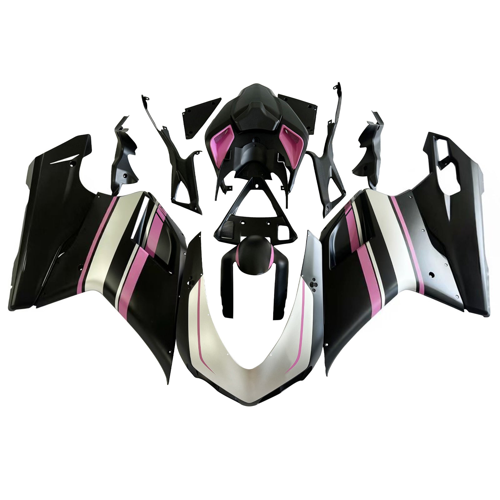 Amotopart 2007-2011 Ducati 1098/1198/848 Black Pink Fairing Kit