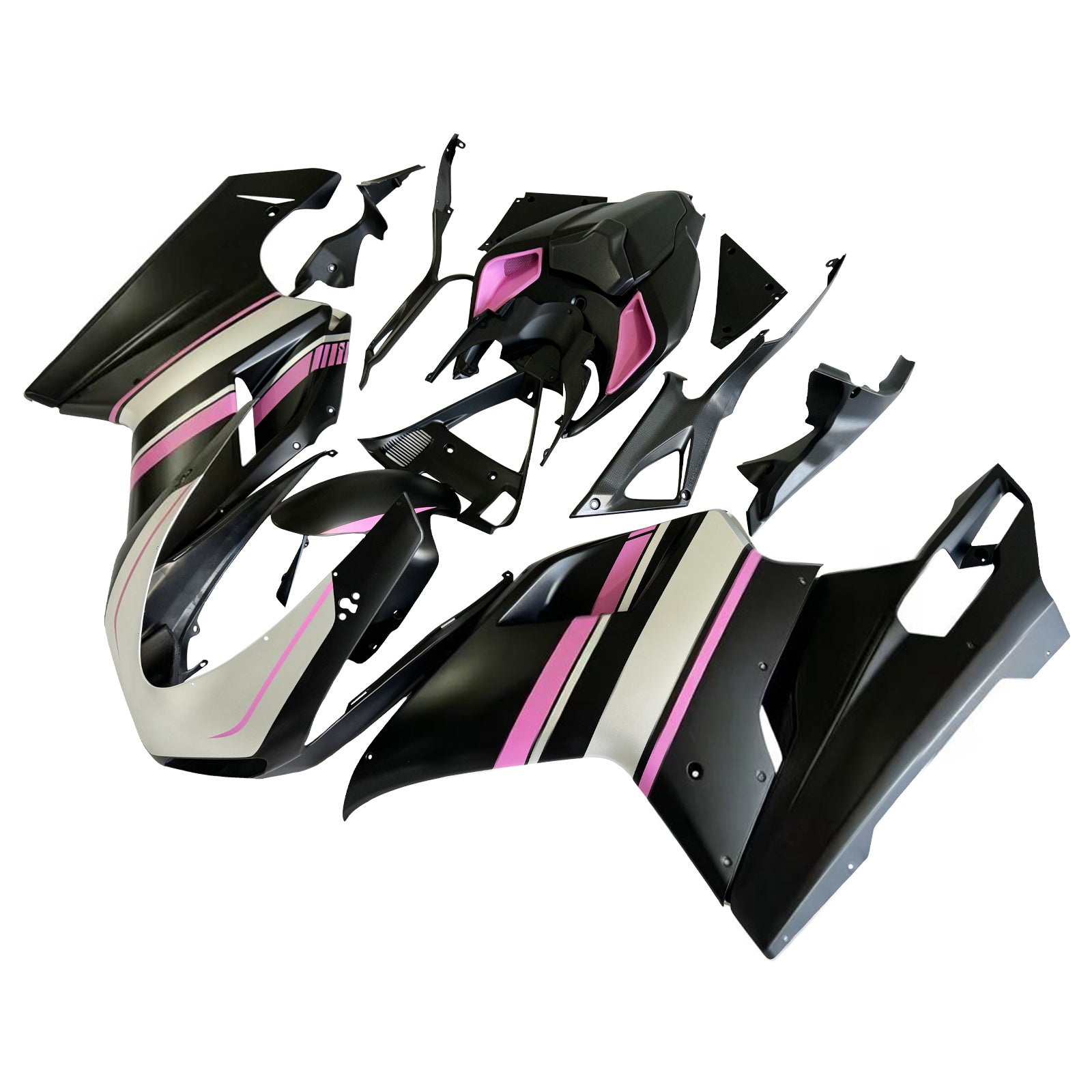 Amotopart 2007-2011 Ducati 1098/1198/848 Black Pink Fairing Kit