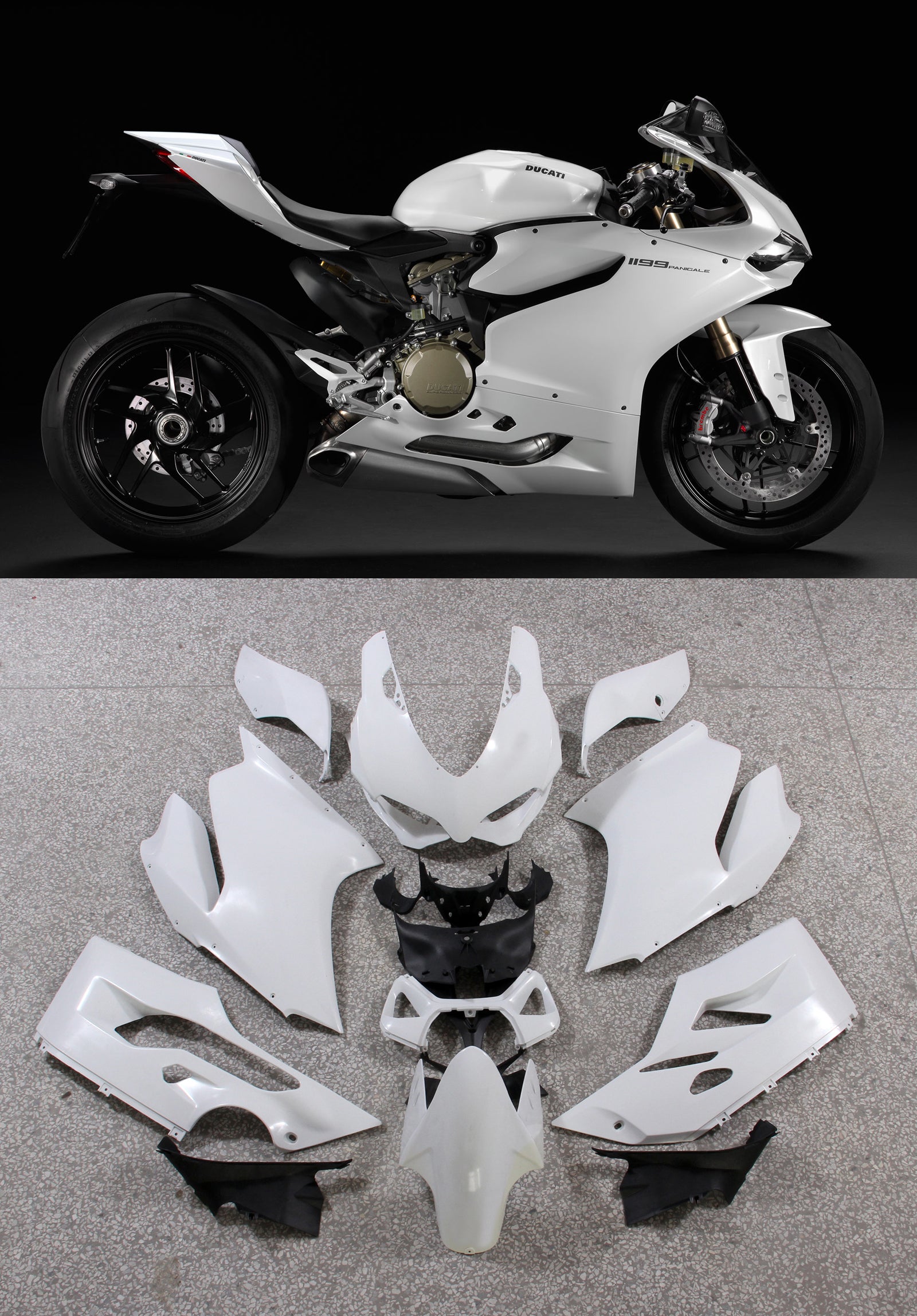 Amotopart 2012-2015 1199/899 Ducati White Faring Kit