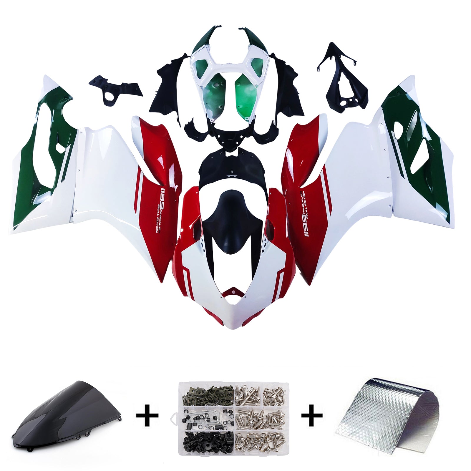 Amotopart 2012-2015 1199/899 Ducati Red&Green Faring Kit