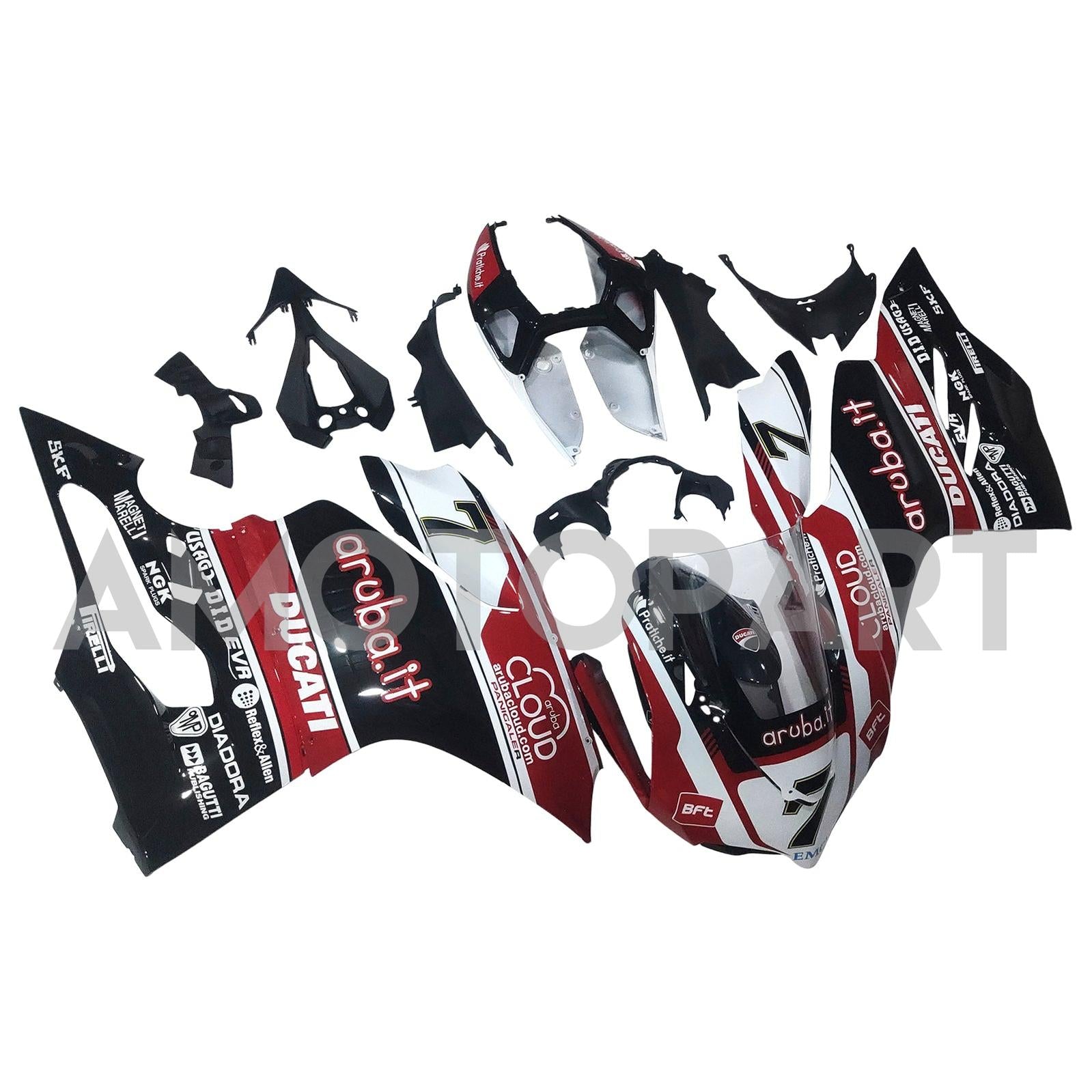 Amotopart 2012-2015 Ducati 1199 899 Kit de carenagem de logotipo vermelho e preto