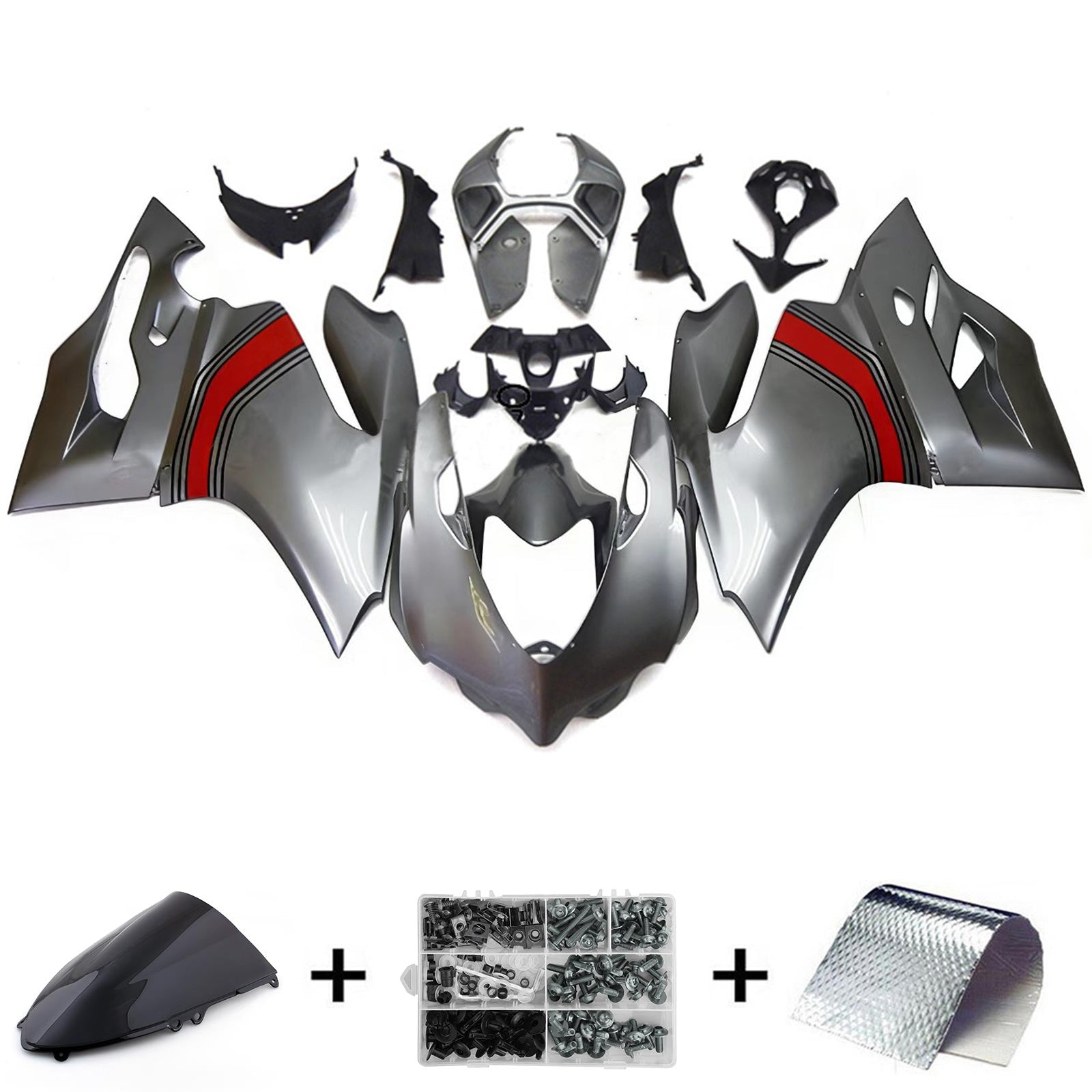 Amotopart 2012-2015 Ducati 1199 899 Gray & Red Fairing Kit