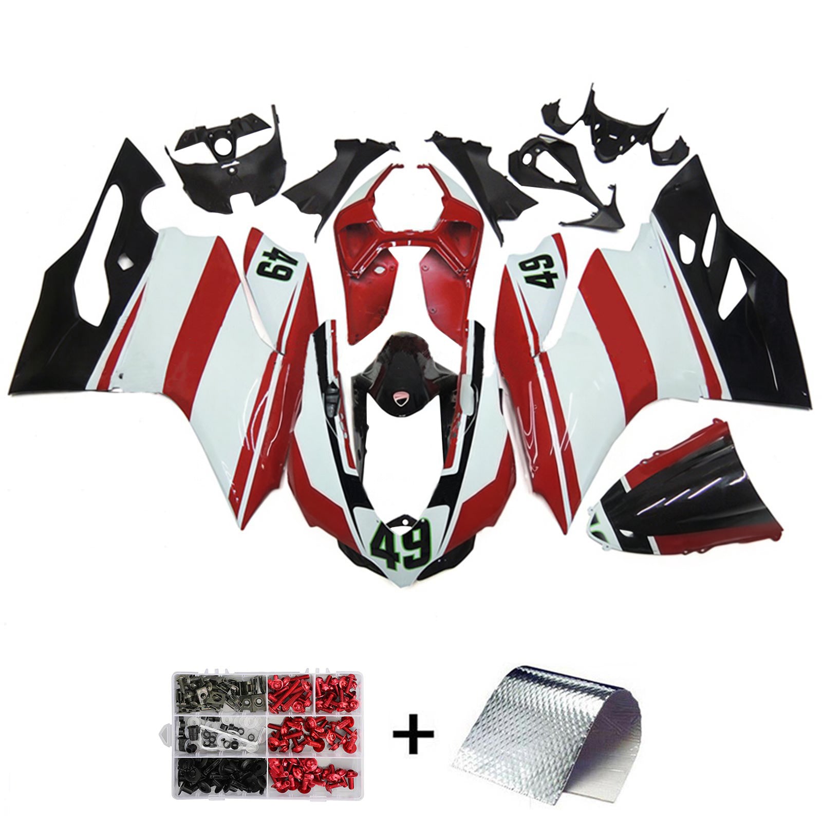 Amotopart 2012-2015 Ducati 1199 899 Red&White Style6 Fairing Kit