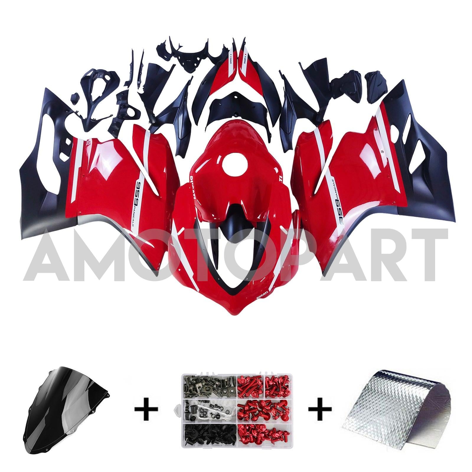 Amotopart 2015-2020 Ducati 1299/959 Red Black Fairing Kit