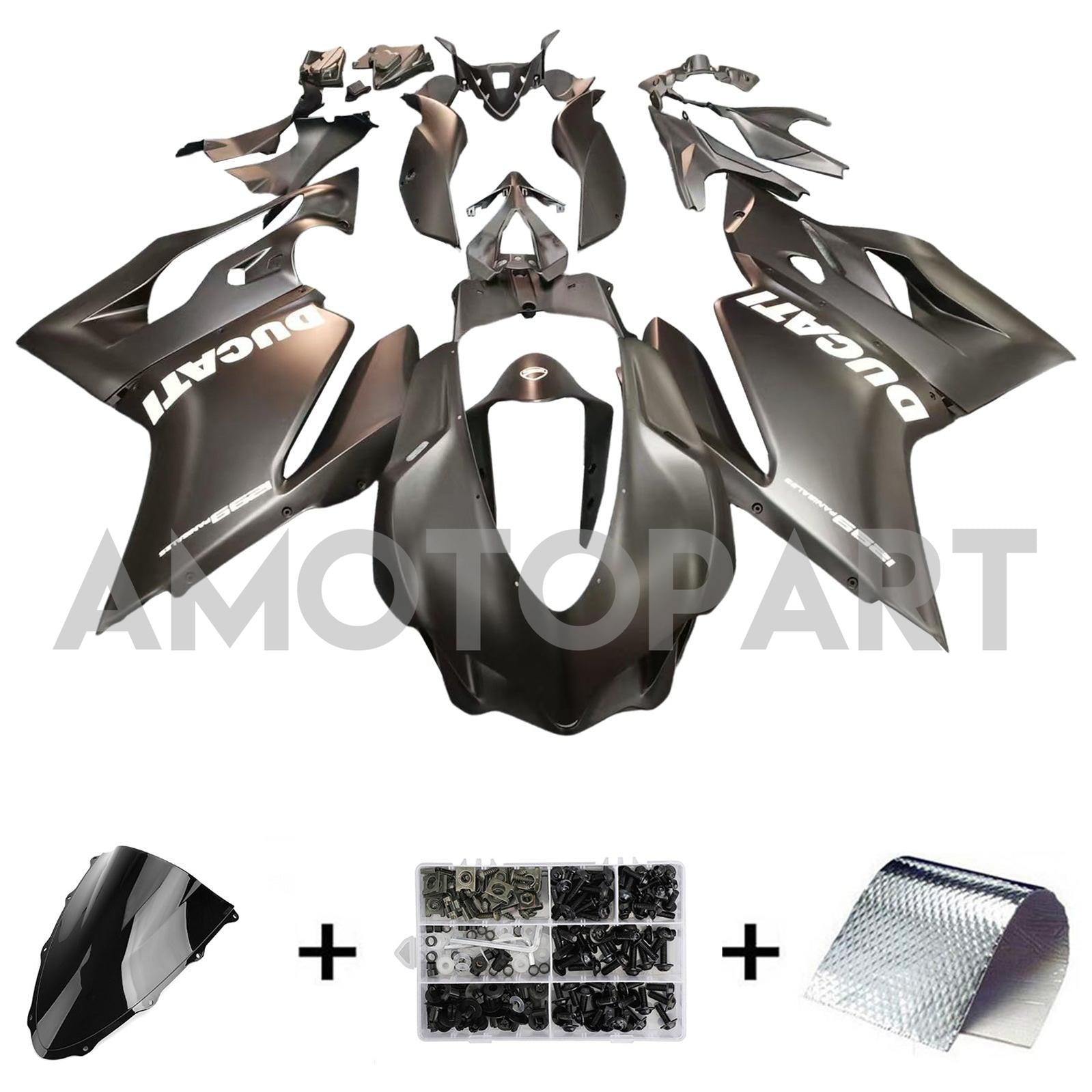 Amotopart 2015–2020 Ducati 1299/959 Mattschwarz-weißes Verkleidungsset