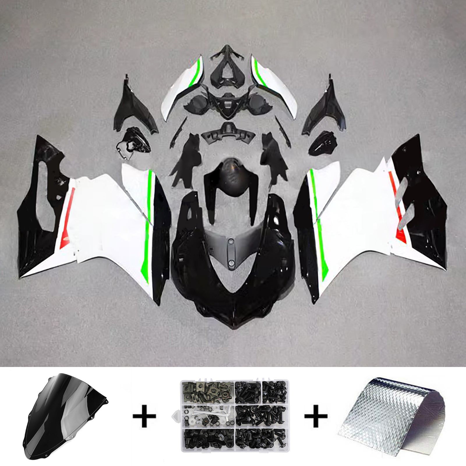 Amotopart 2015-2020 Ducati 1299/959 グロッシーホワイトブラックフェアリングキット