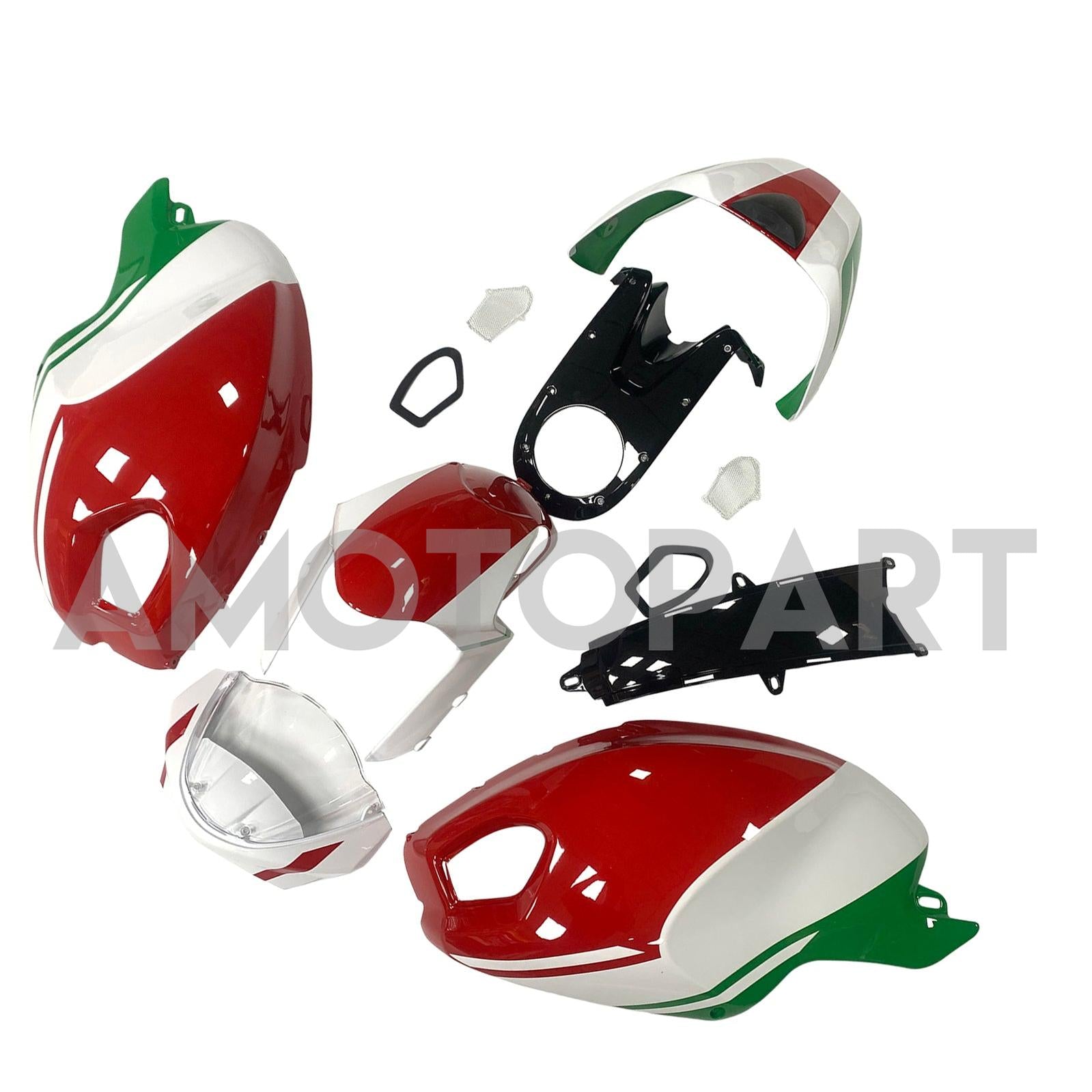 Amotopart Ducati All Years Monster 696/796/1100 S EVO White Green Red Fairing Kit