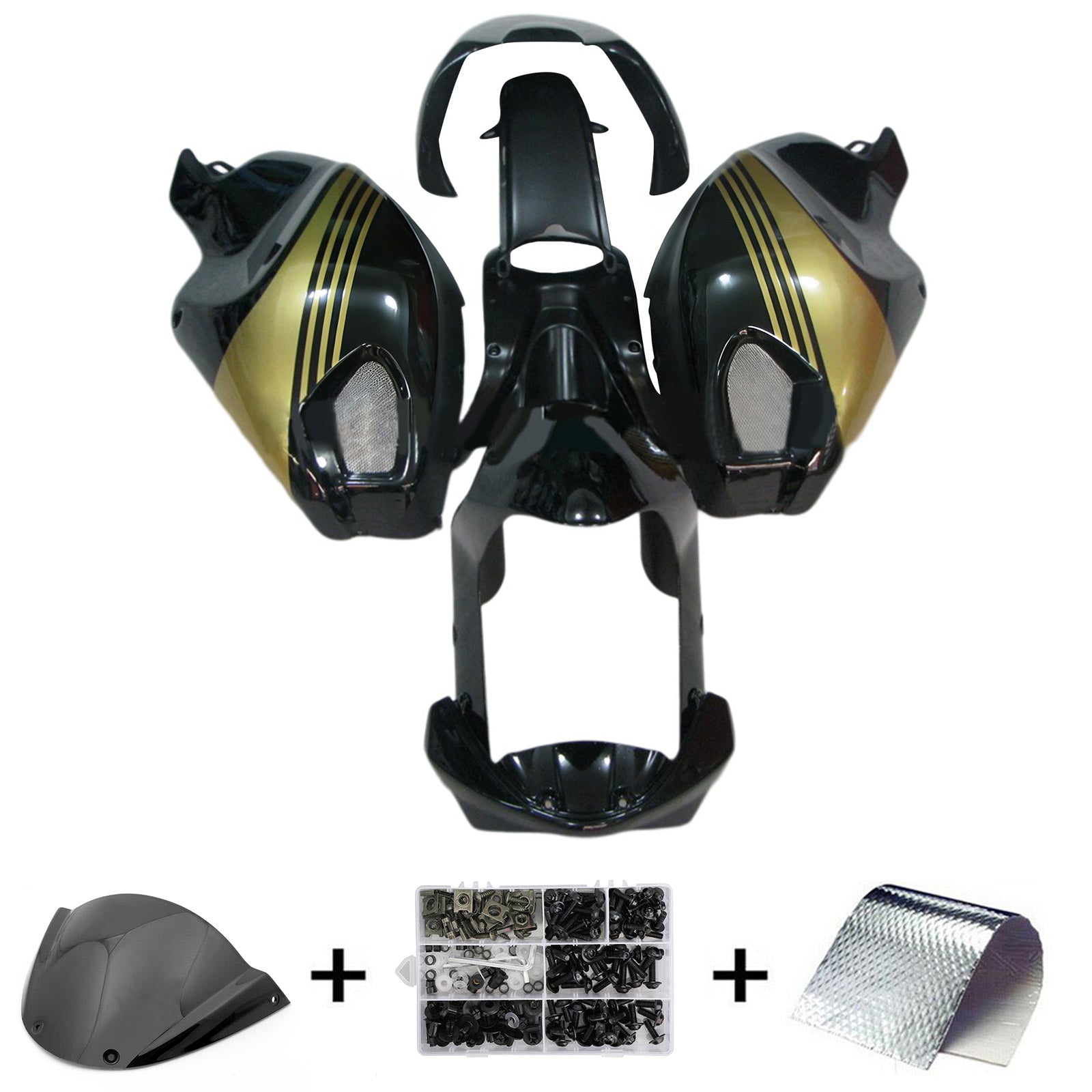 Amotopart All Years Ducati Monster 696 796 1100 S EVO Black&Gold Fairing Kit