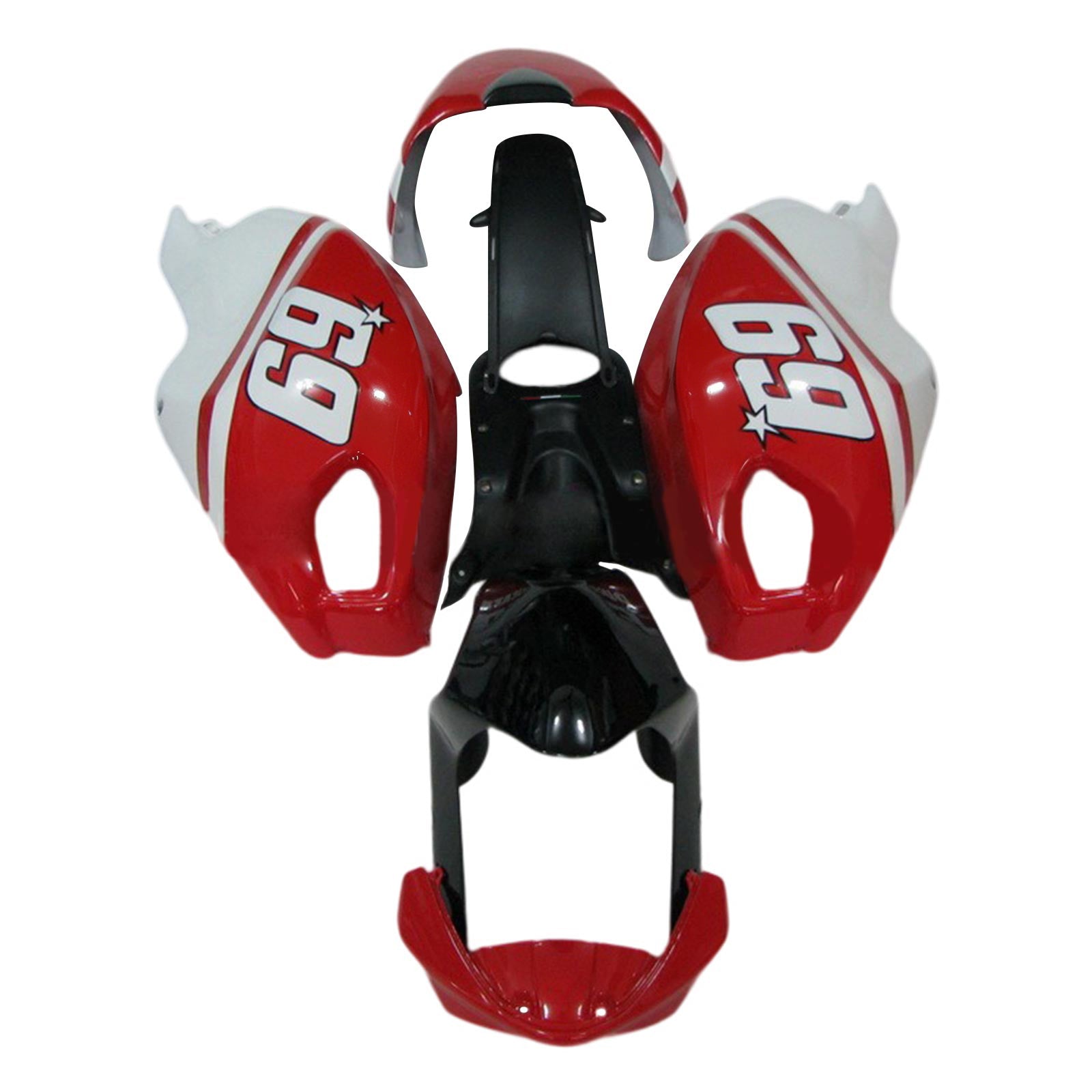 Amotopart varje år Ducati Monster 696 796 1100 S EVO Red & White Style2 Fairing Kit