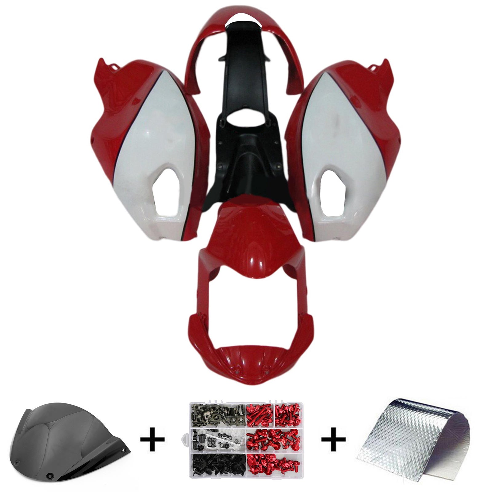 Amotopart All Years Ducati Monster 696 796 1100 S EVO Red&White Style1 Fairing Kit