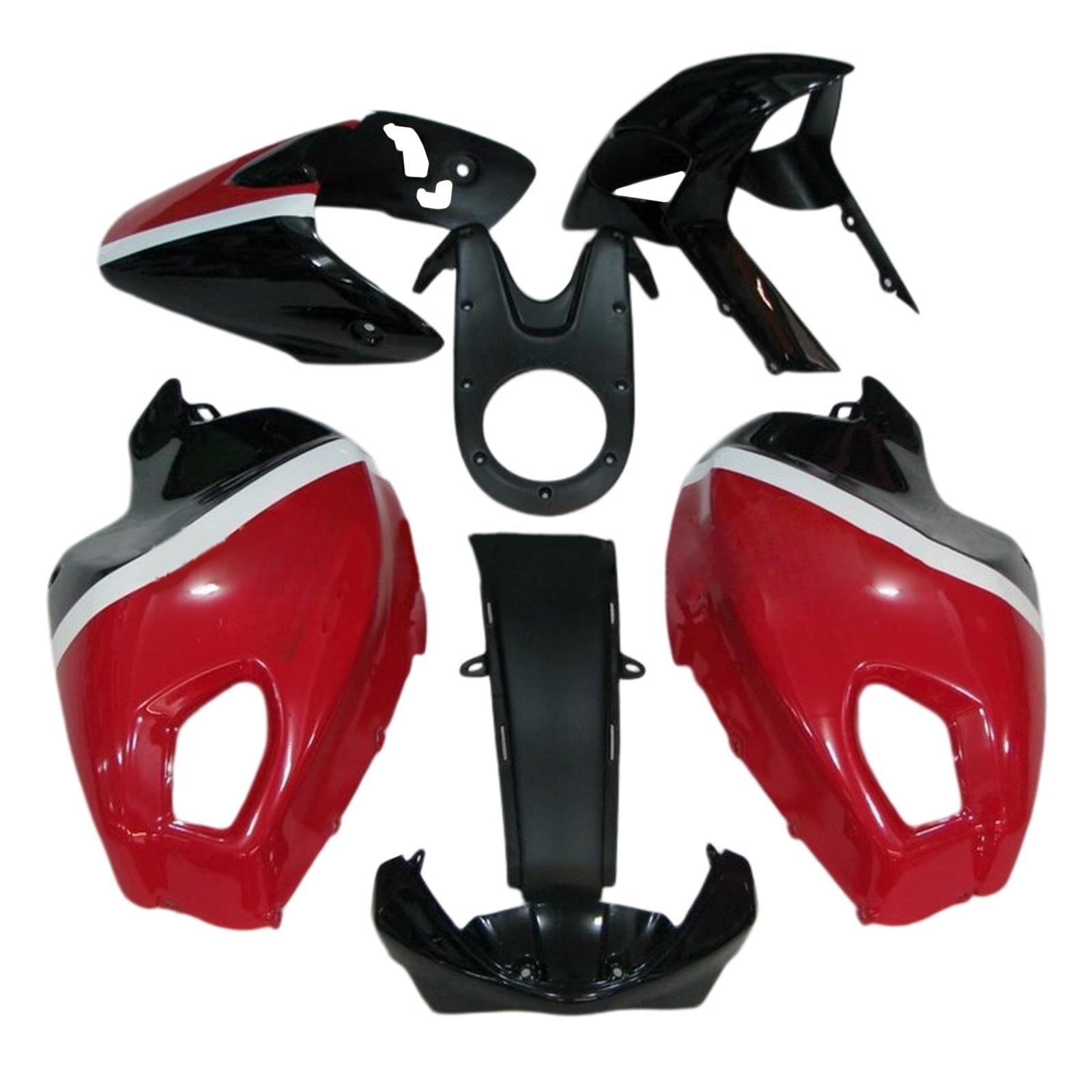 Amotopart All Years Ducati Monster 696 796 1100 S EVO Red&Black Style2 Fairing Kit