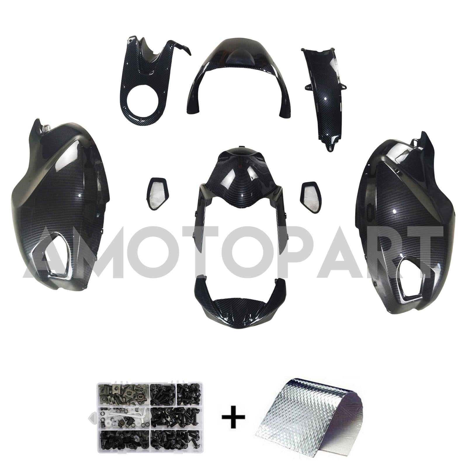 Amotopart All Years Ducati Monster 696 796 1100 S EVO Carbon Fiber Black Fairing Kit