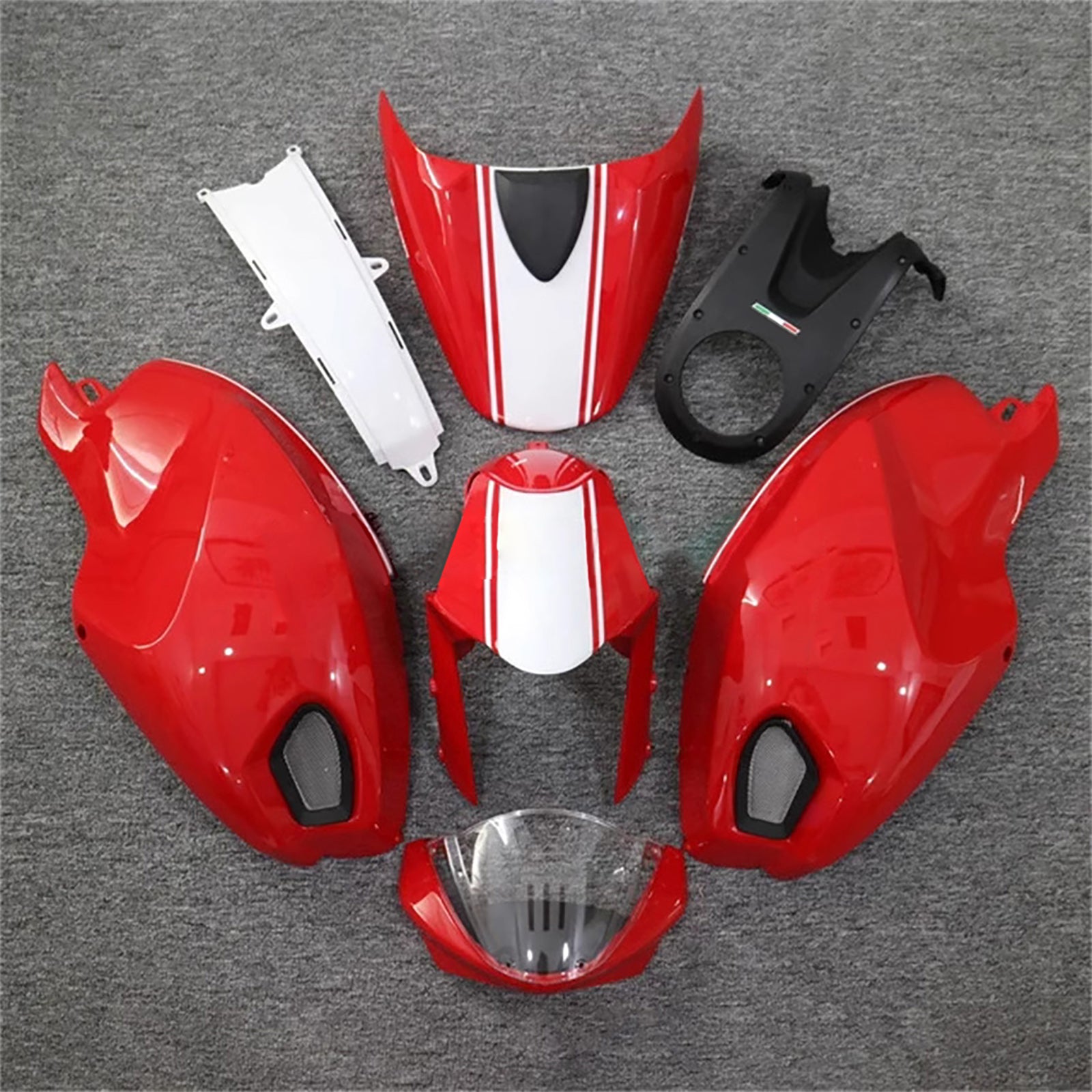 Amotopart All Years Ducati Monster 696/796/1100 S EVO Glossy Red White Fairing Kit