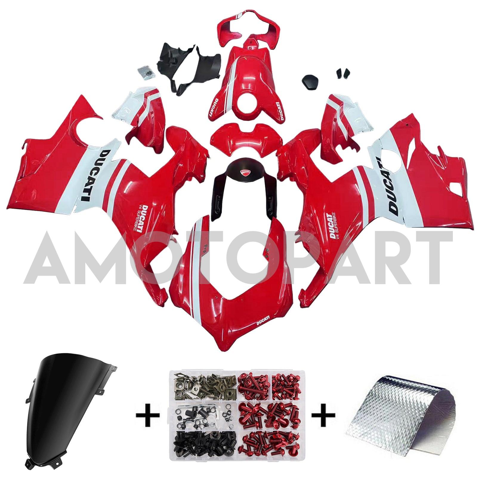 Amotopart Ducati 2018-2019 Panigale V4 V4S Red White Fairing Kit