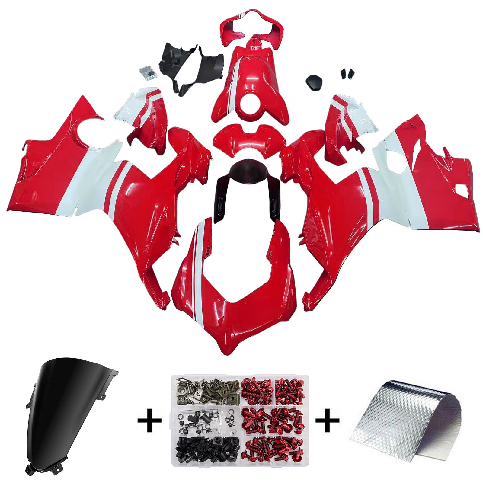 Amotopart Ducati 2018-2019 Panigale V4 V4S Red White Fairing Kit