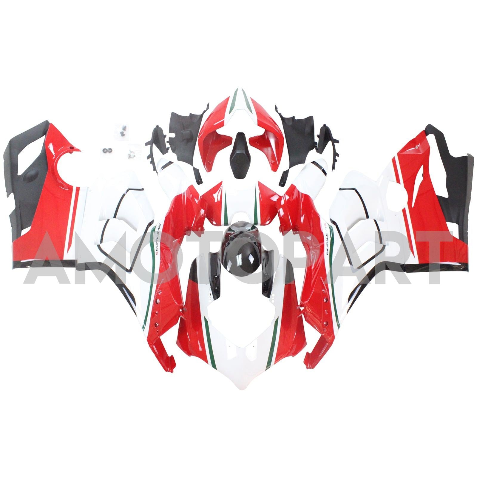 Amotopart Ducati 20-21 Panigale V4 V4S White Red Fairing Kit