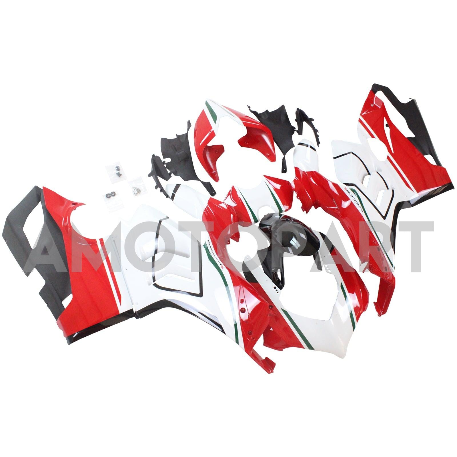 Amotopart Ducati 20-21 Panigale V4 V4S White Red Fairing Kit
