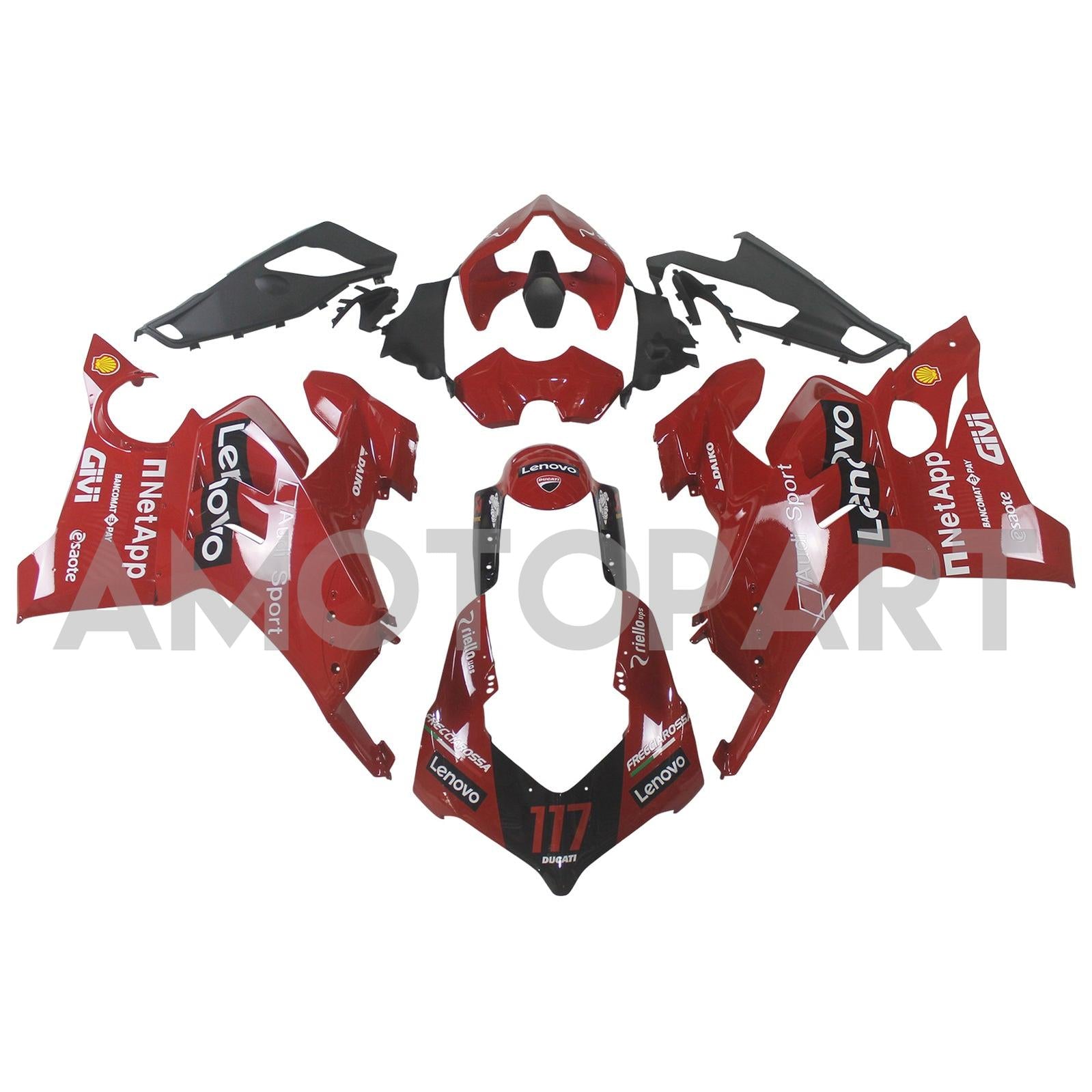 Amotopart Ducati 20-21 Panigale V4 V4S Red Style2 Fairing Kit