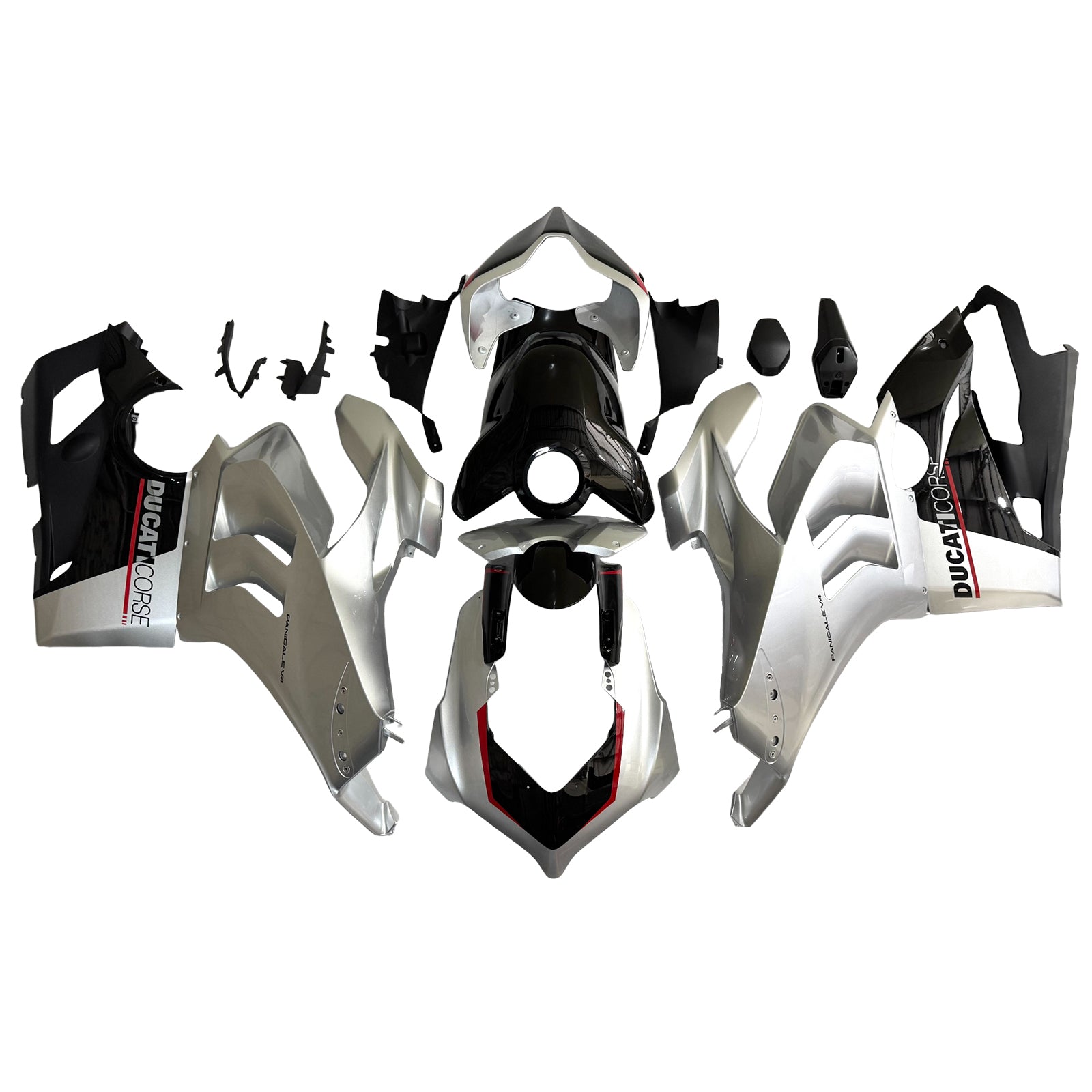 Amotopart Ducati 20-21 Panigale V4 V4S Silver White Fairing Kit