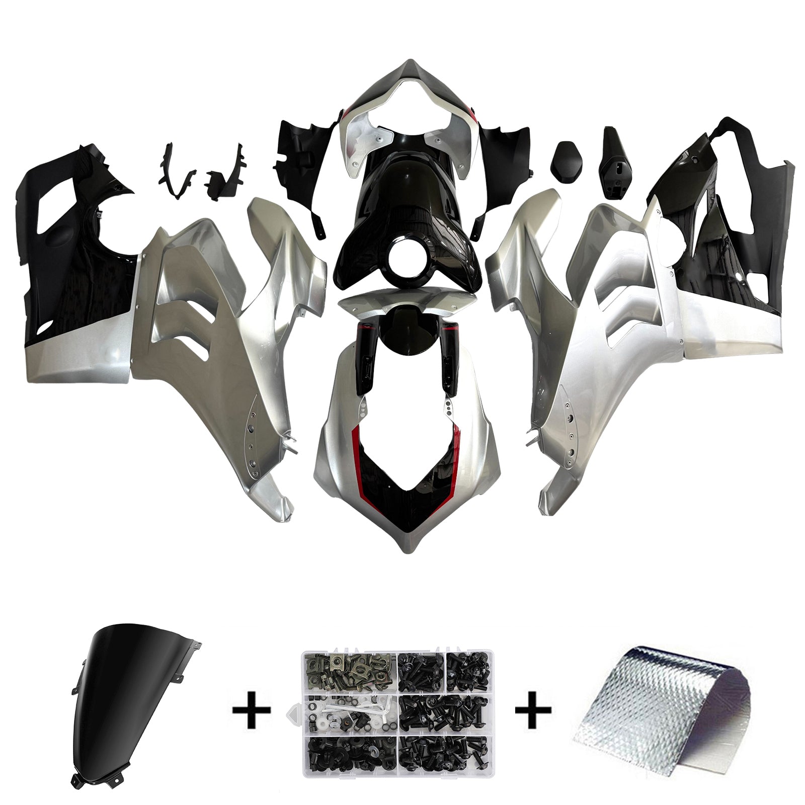 Amotopart Ducati 20-21 Panigale V4 V4S Silver White Fairing Kit