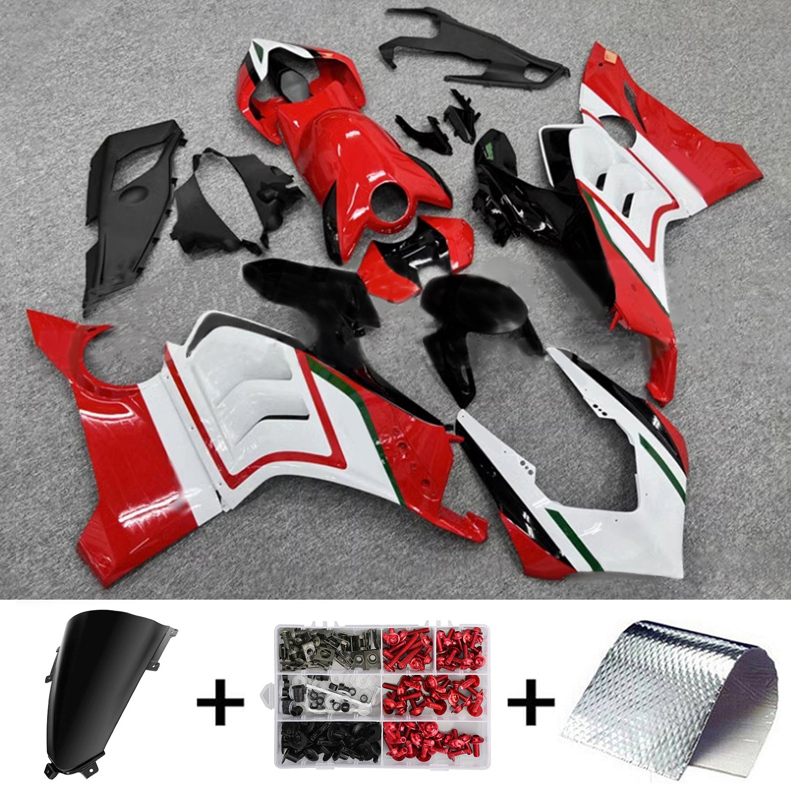 Amotopart Ducati 20-21 Panigale V4 V4S Glossy Black White Red Fairing Kit