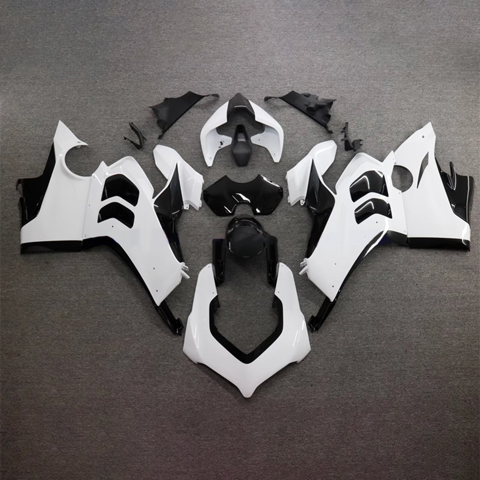Amotopart Ducati Panigale 20-21 V4 V4S Glossy Black White Fairing Kit