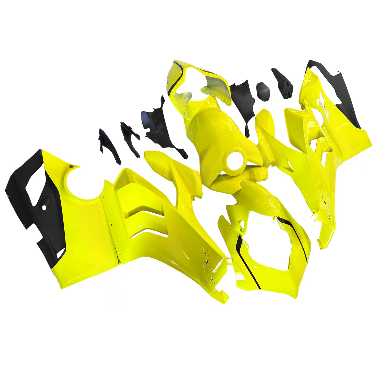 Amotopart Ducati Panigale 20-21 V4 V4S Black Light Yellow Fairing Kit