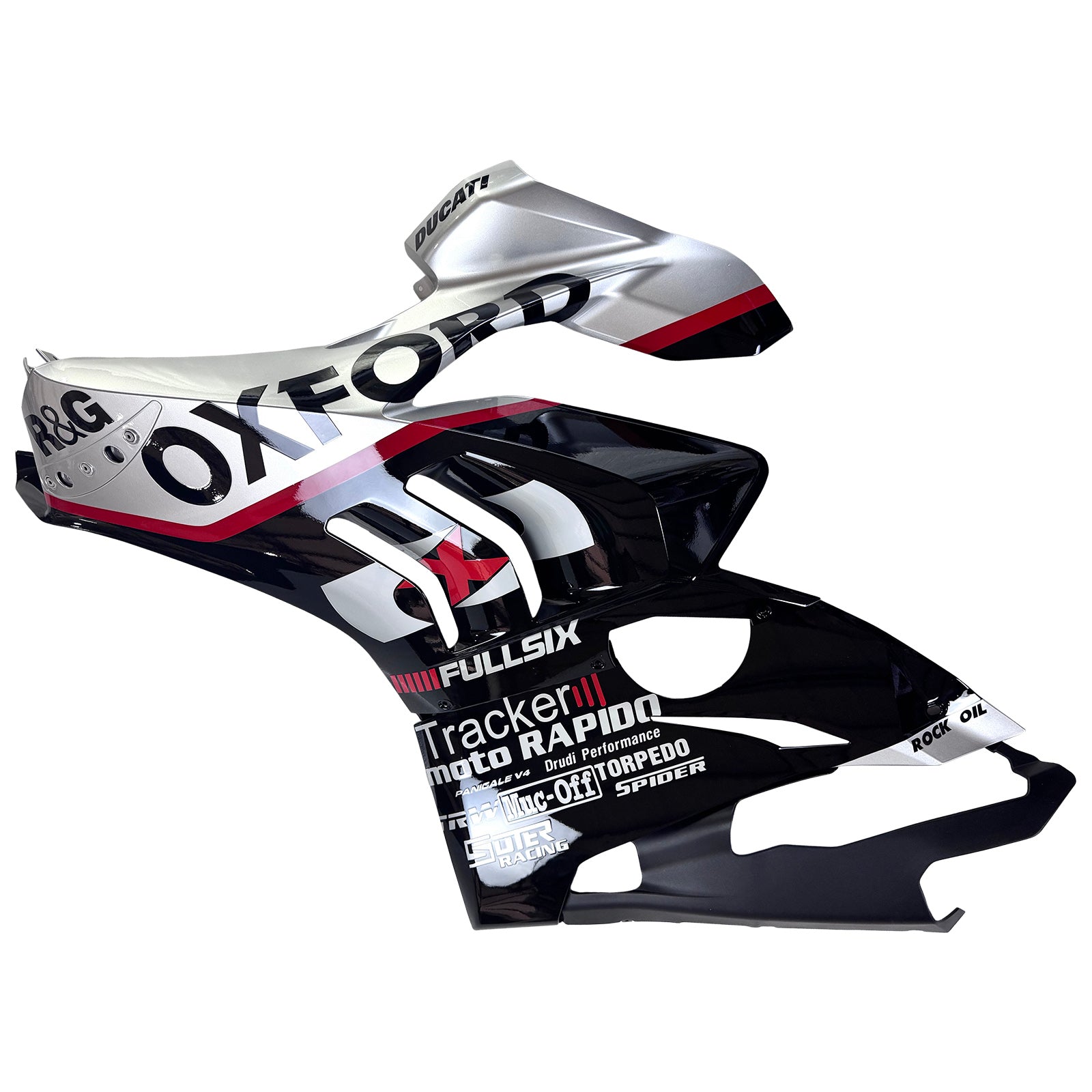 Amotopart Ducati 20-21 V4 V4S Kolfiber Svartgrå Vit fairing Kit