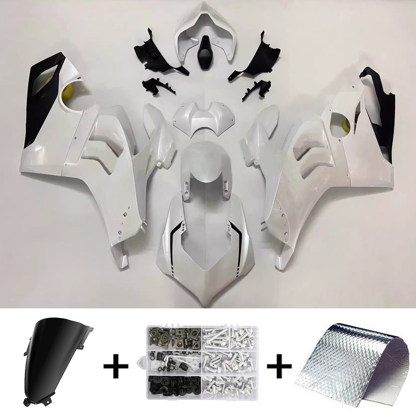 Amotopart Ducati 20-21 V4 V4S Pearl White Black Fairing Kit