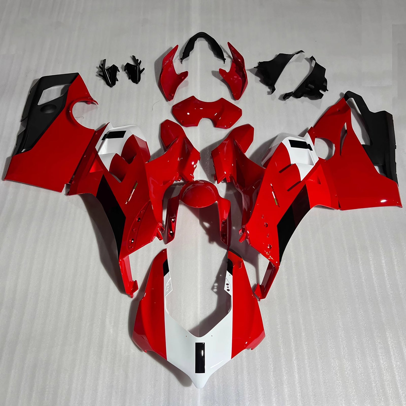 Amotopart Verkleidungsset für Ducati 20–21 V4 V4S, glänzend schwarz, weiß, rot