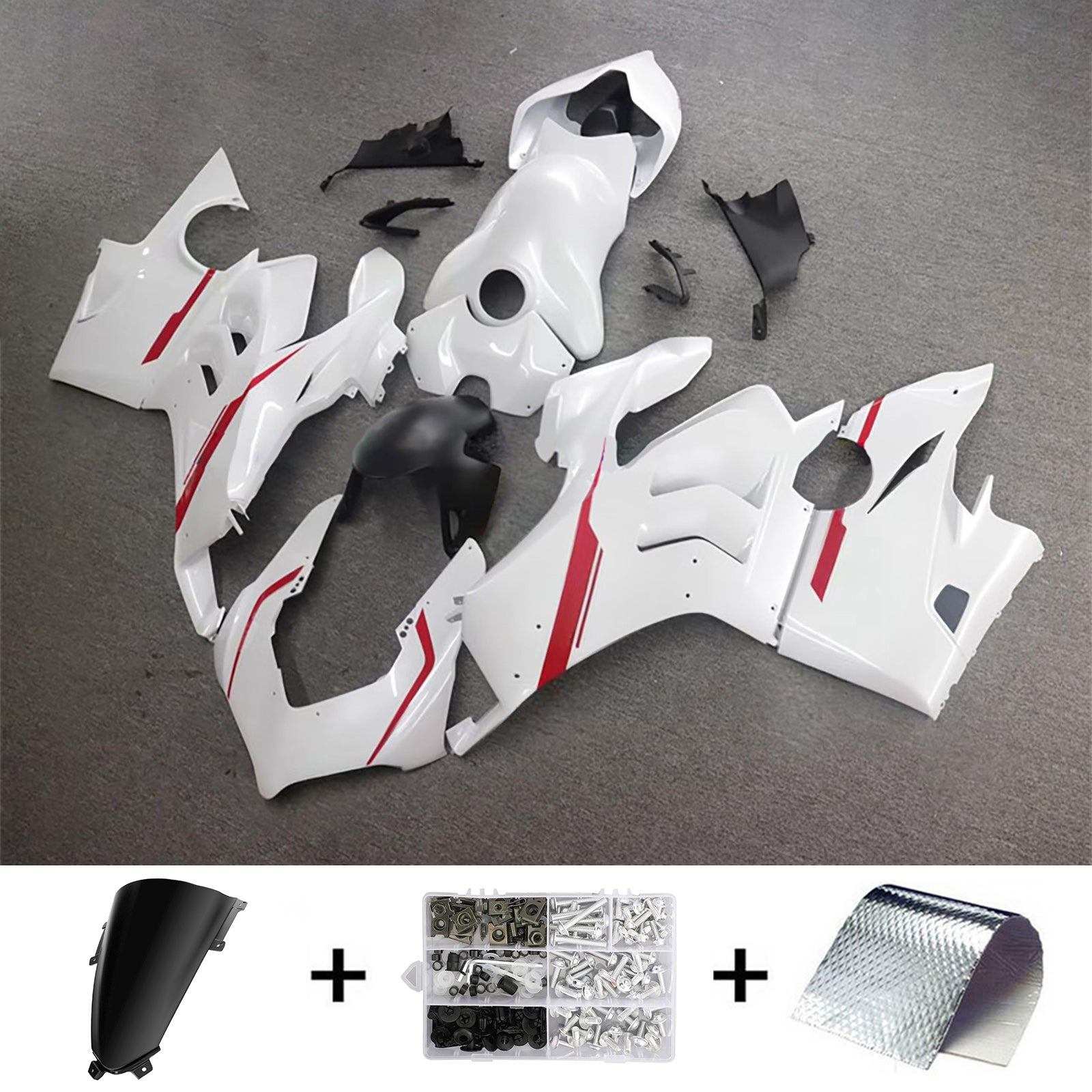 AMOTOPART DUCATI 20-21 V4 V4S光沢のある白い赤いフェアリングキット