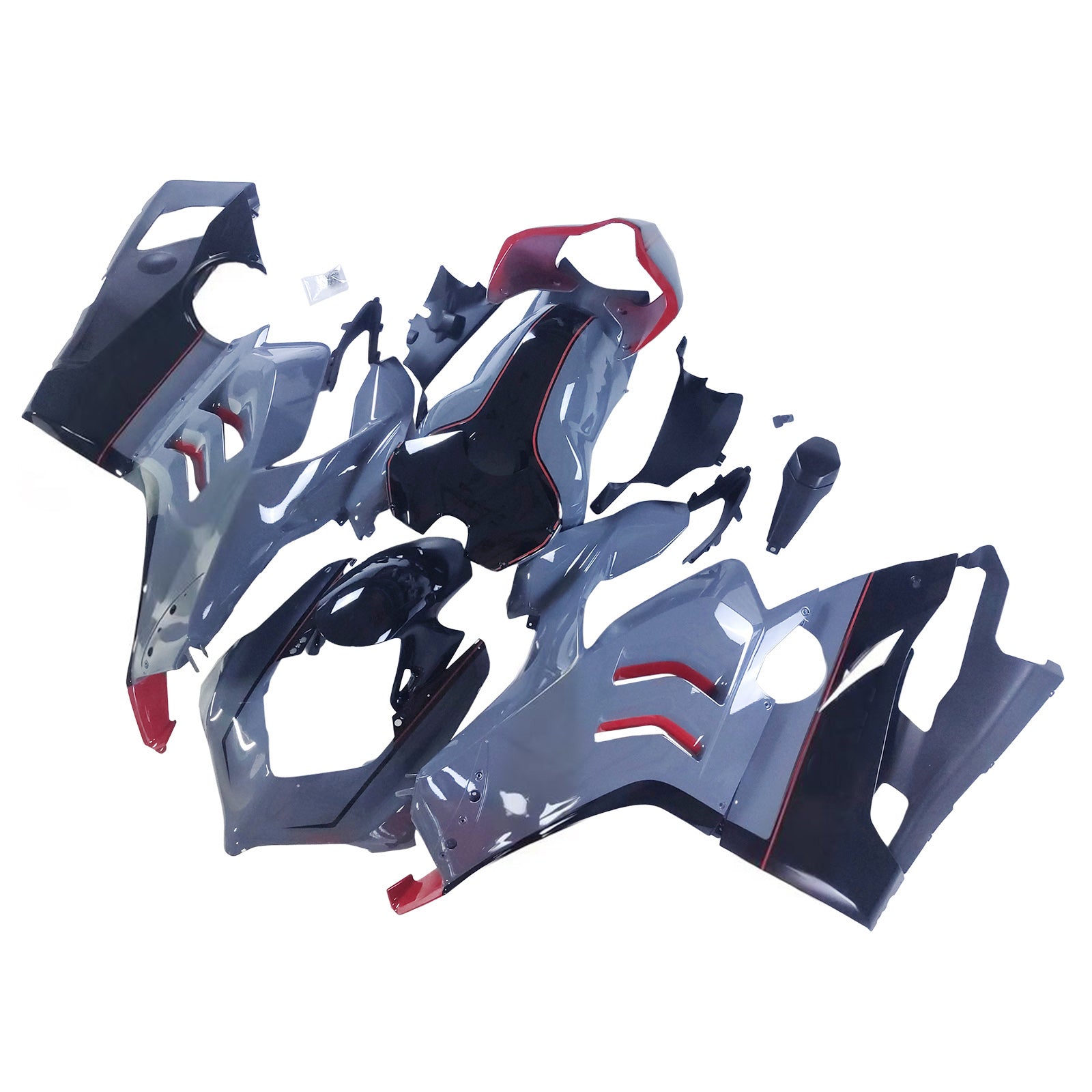 Amotopart Ducati 20-21 V4 V4S Glossy Gray Black Fairing Kit